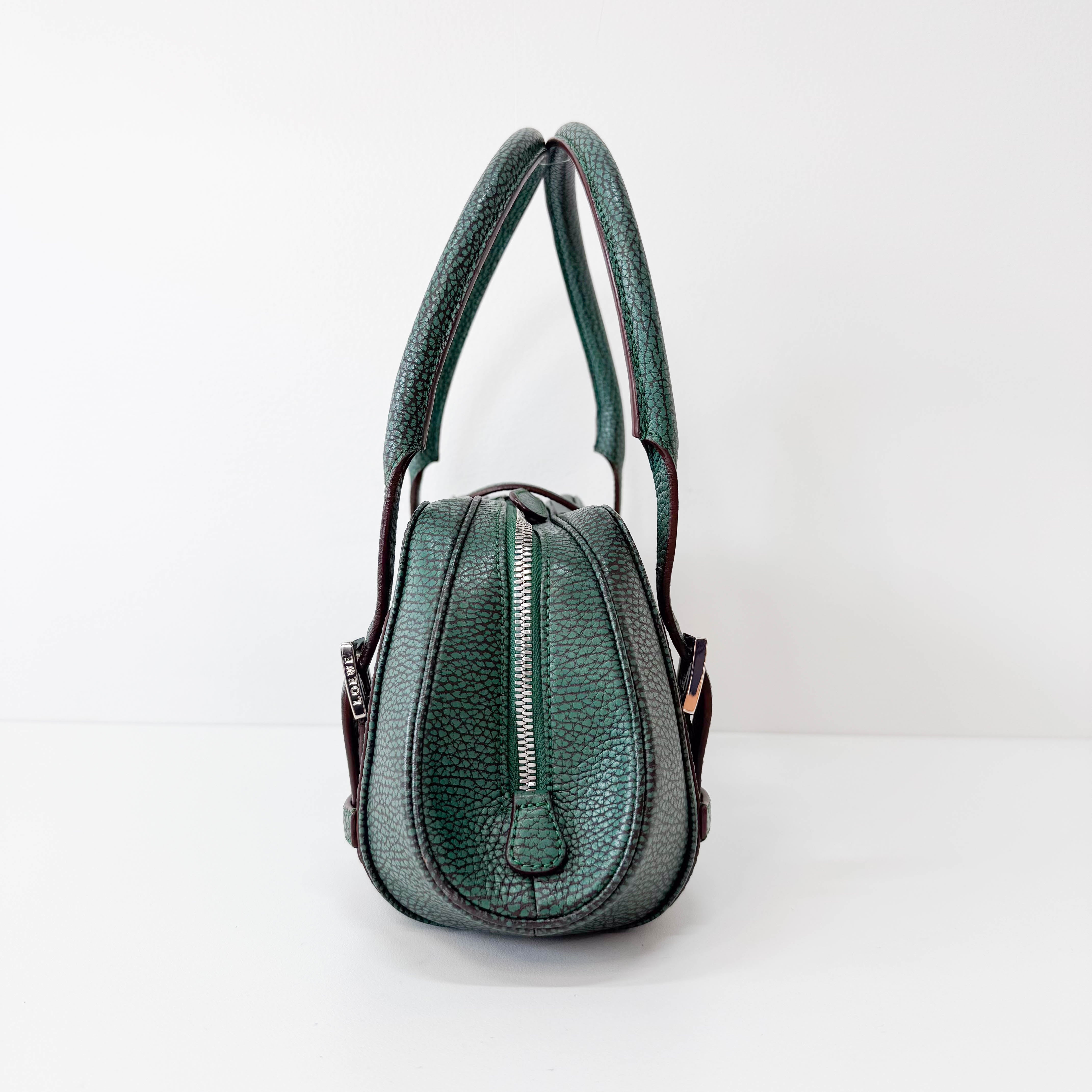 Green Leather Top Handle Bag