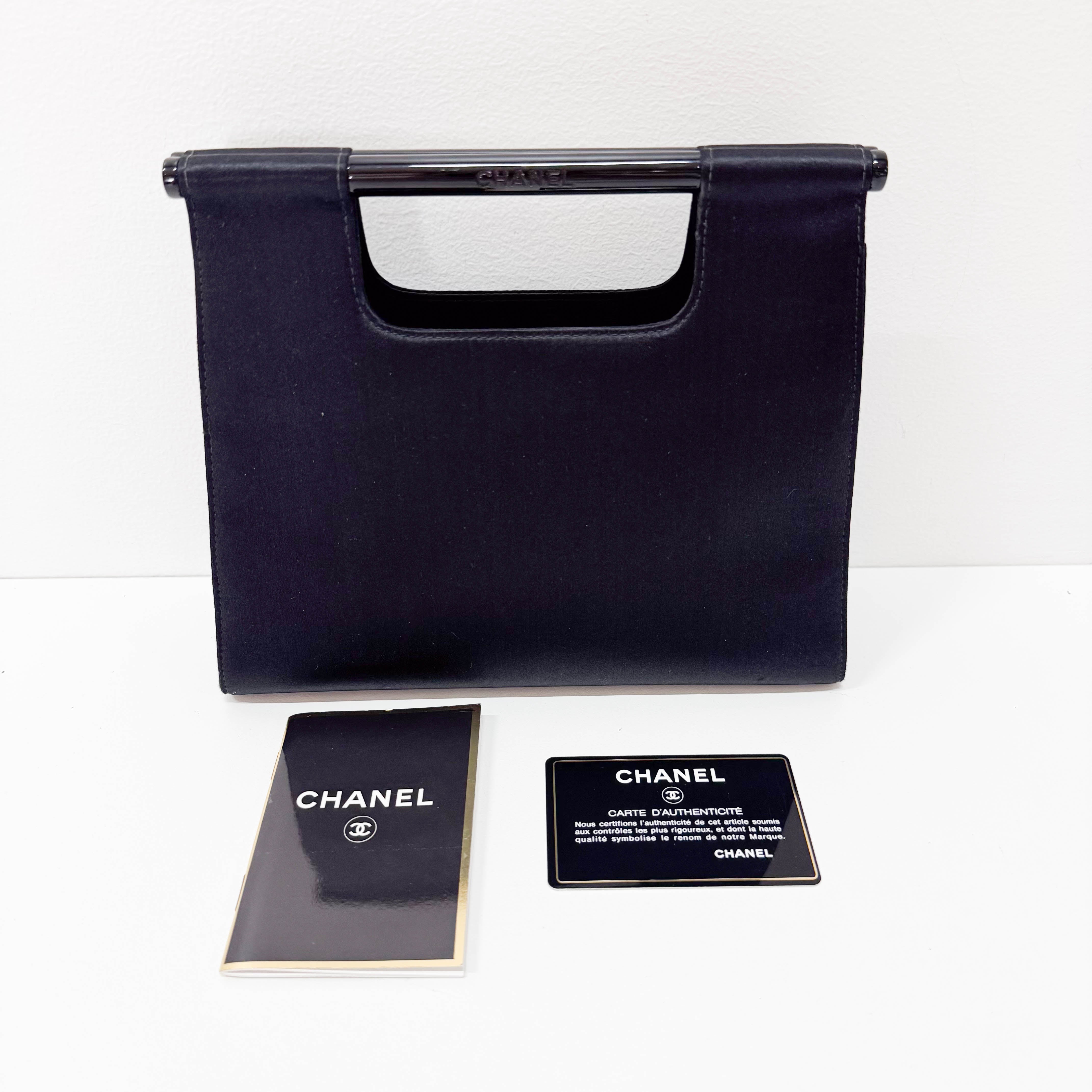 Black Satin Top Handle Bag