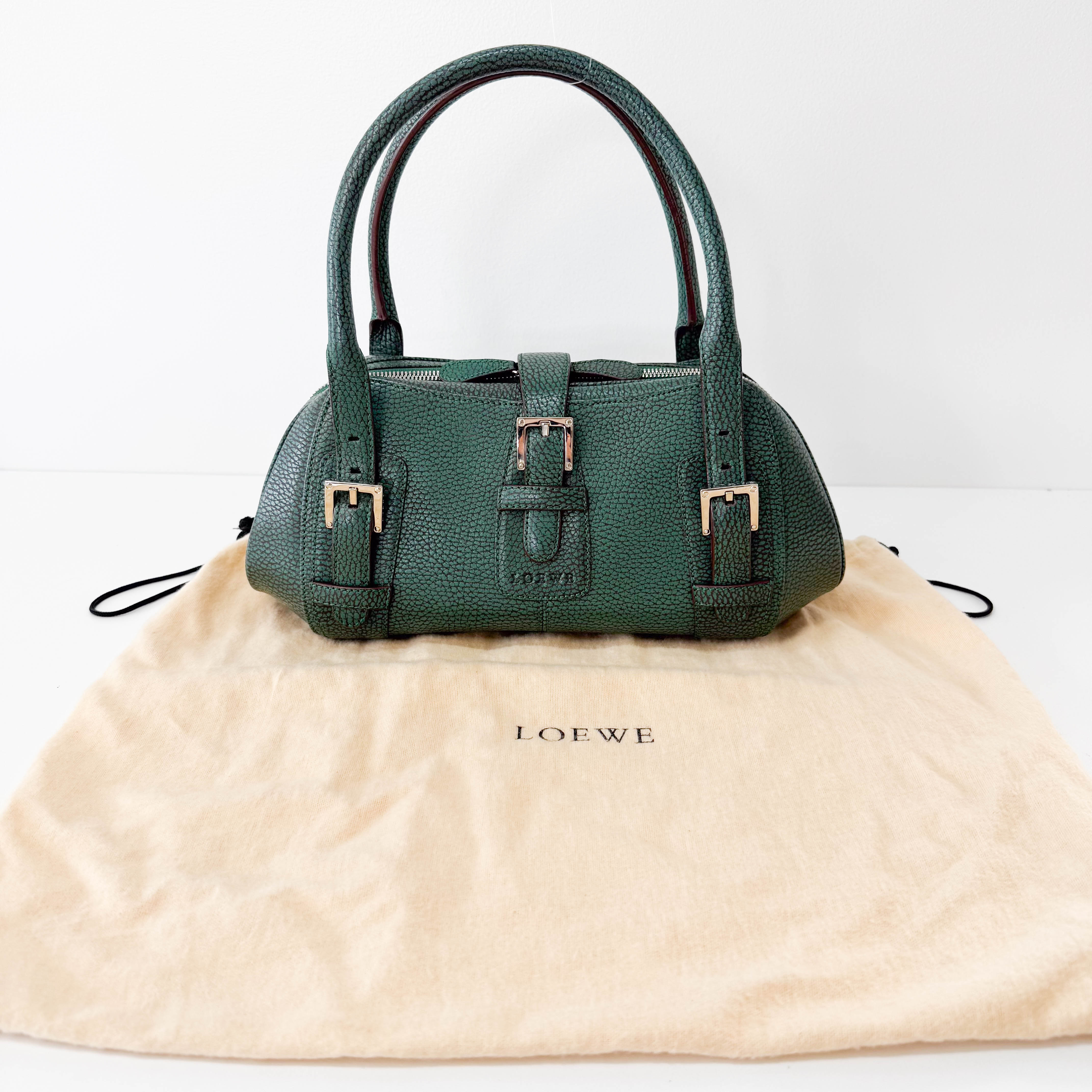 Green Leather Top Handle Bag