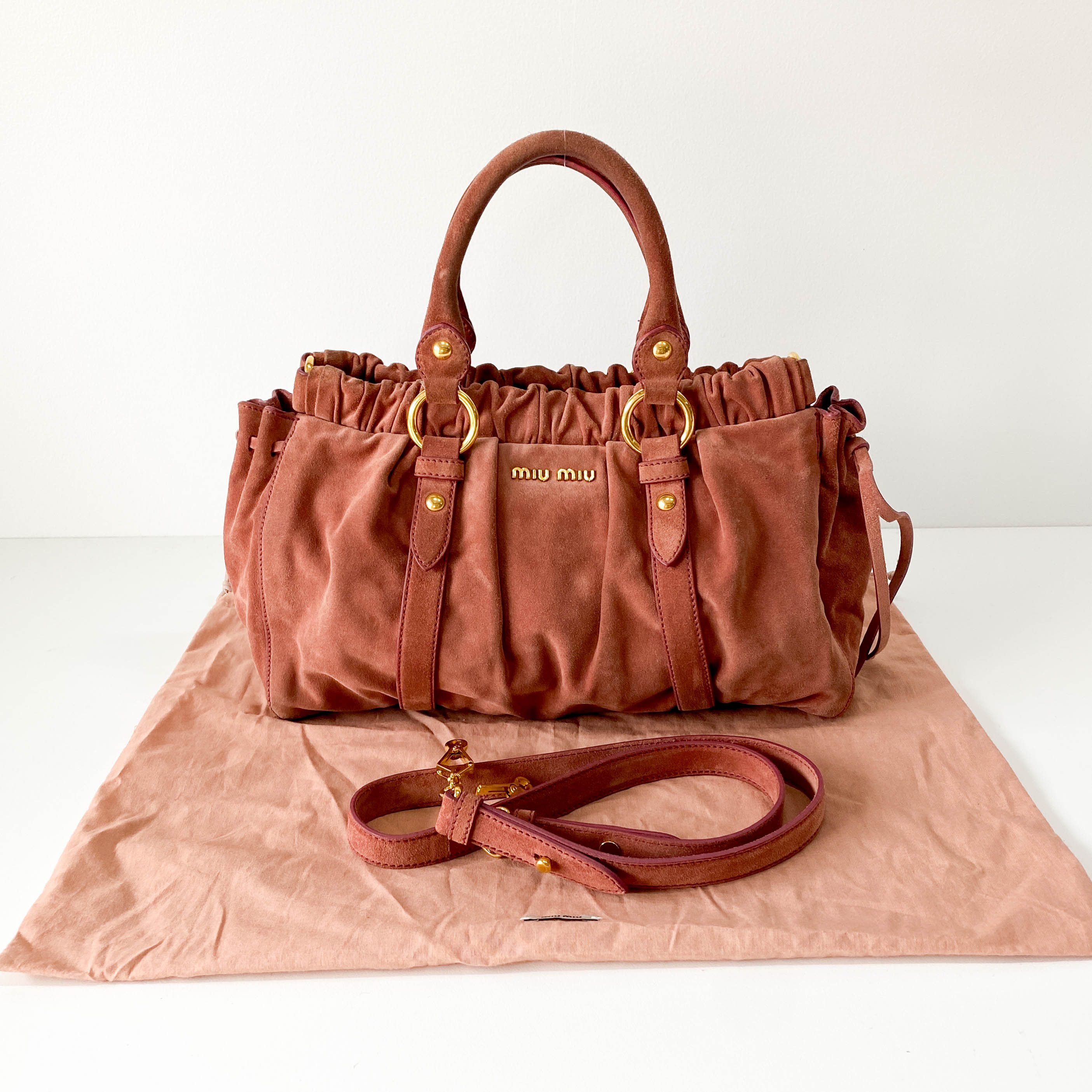 Vitello Bauletto Pink Suede Handle/Shoulder Bag