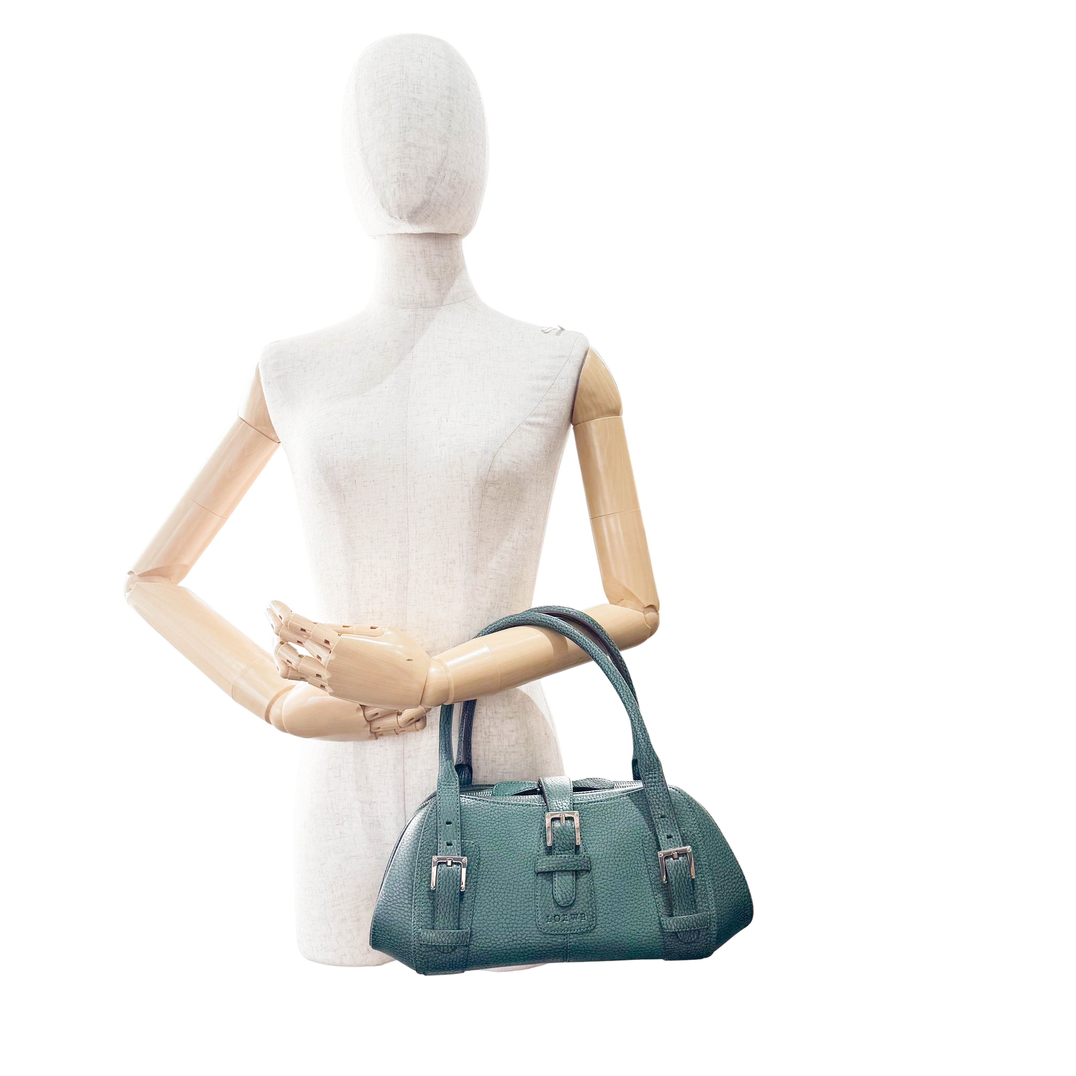 Green Leather Top Handle Bag