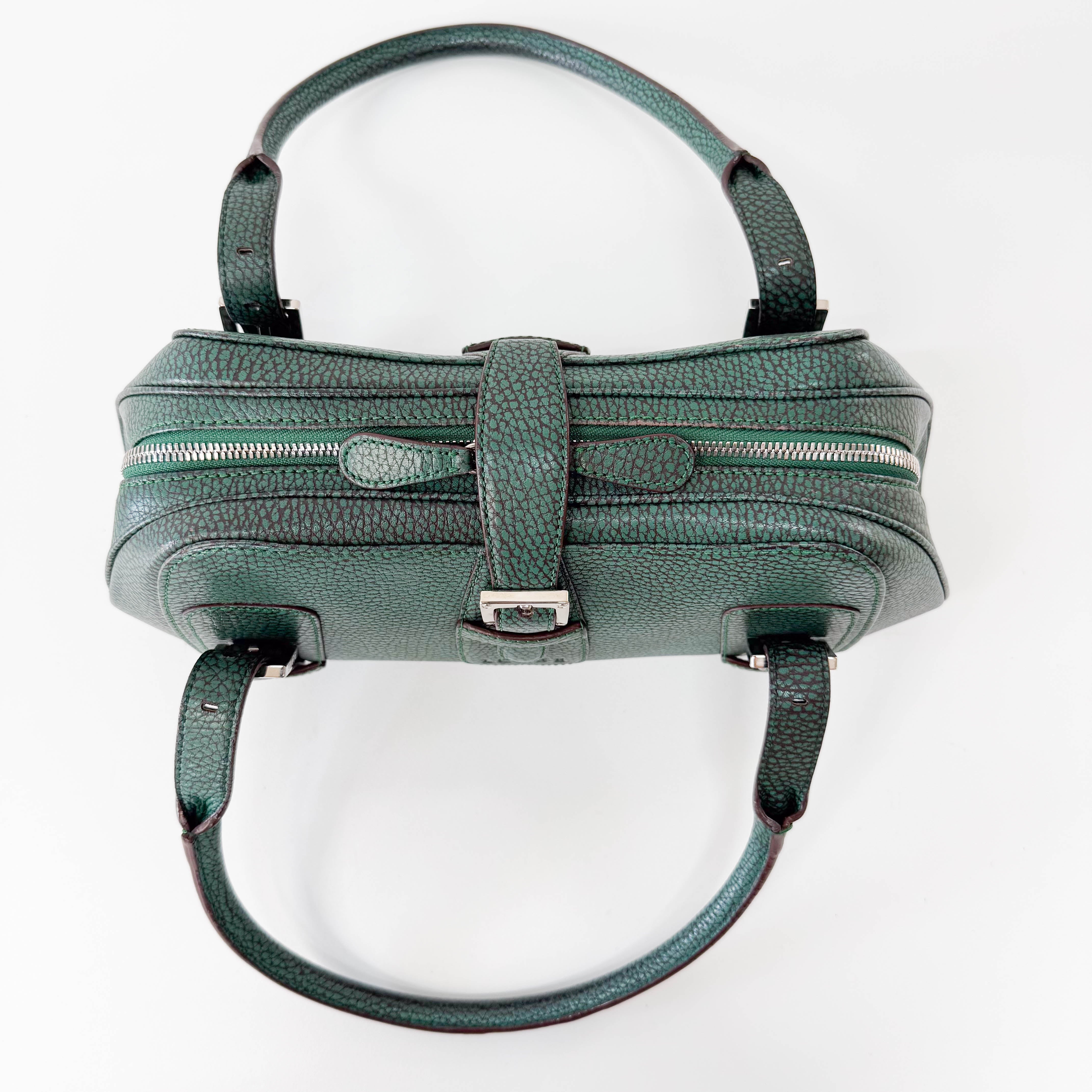 Green Leather Top Handle Bag
