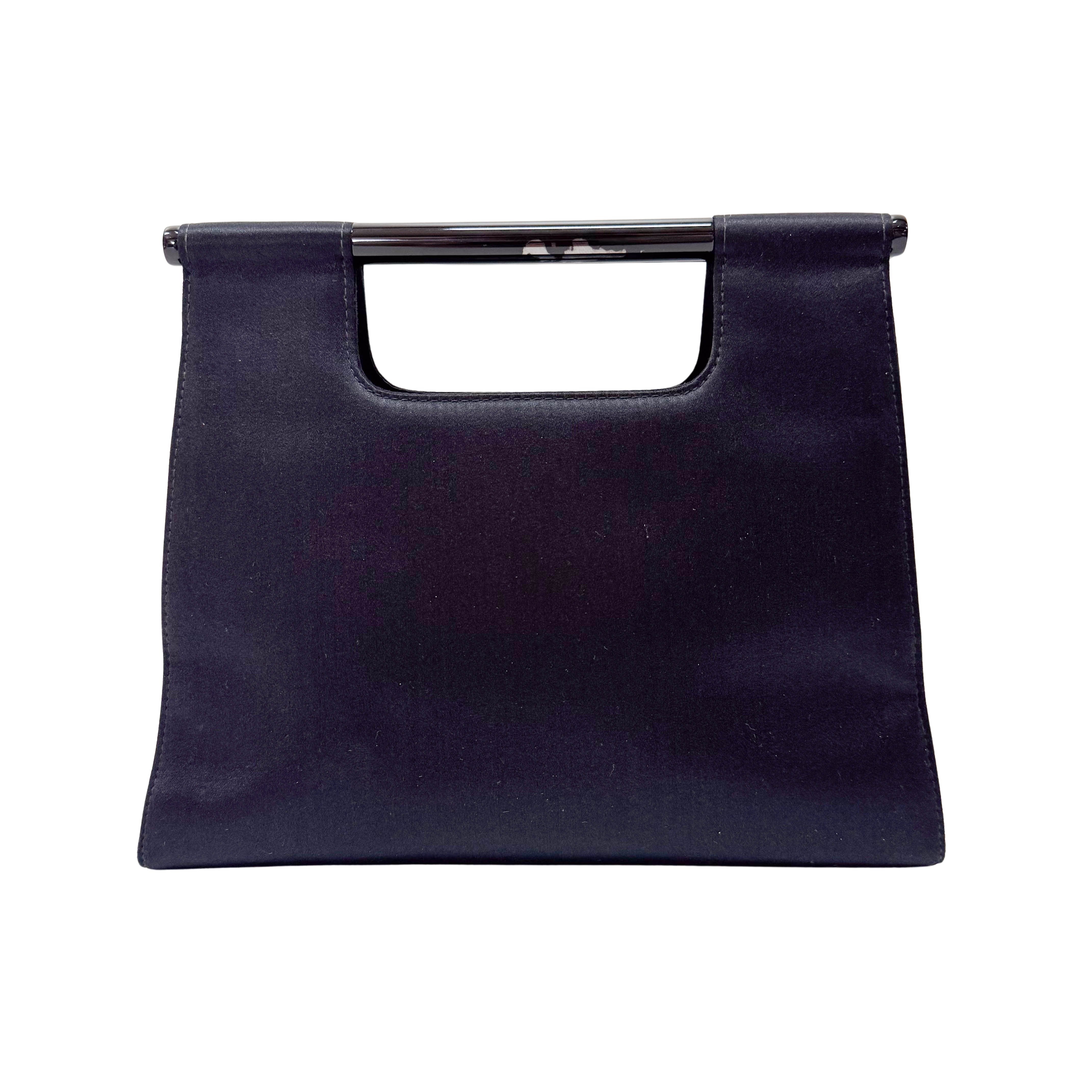 Black Satin Top Handle Bag