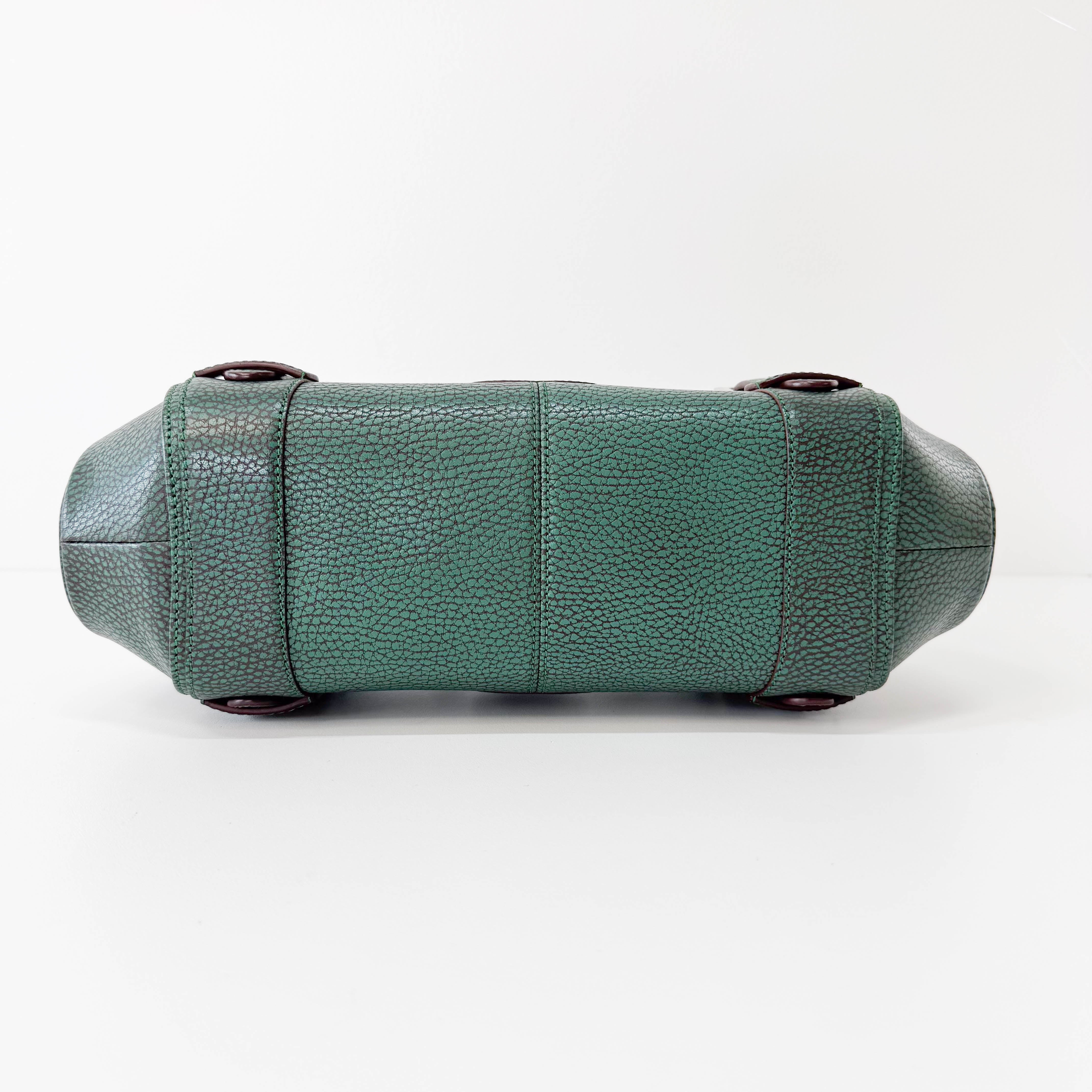 Green Leather Top Handle Bag
