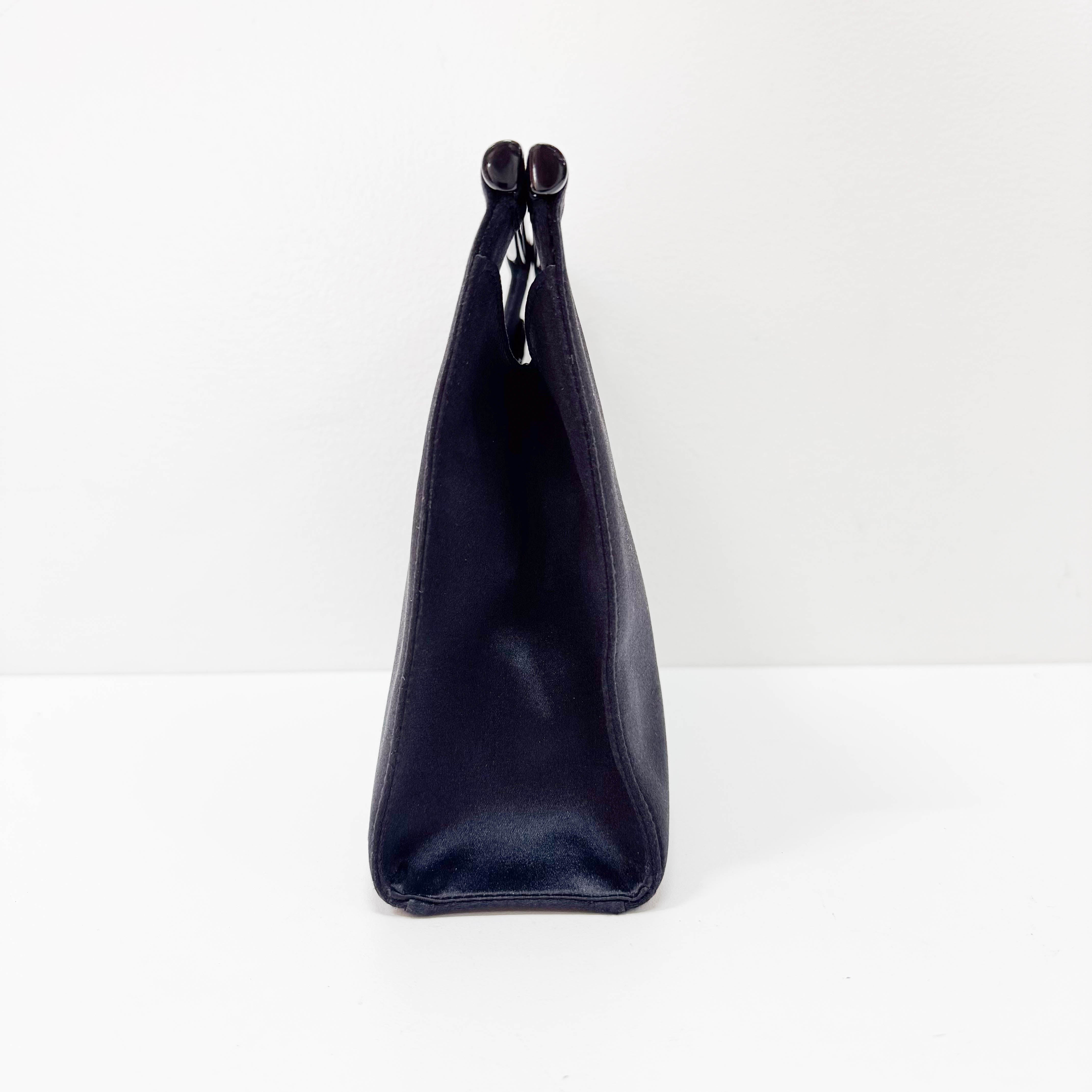 Black Satin Top Handle Bag