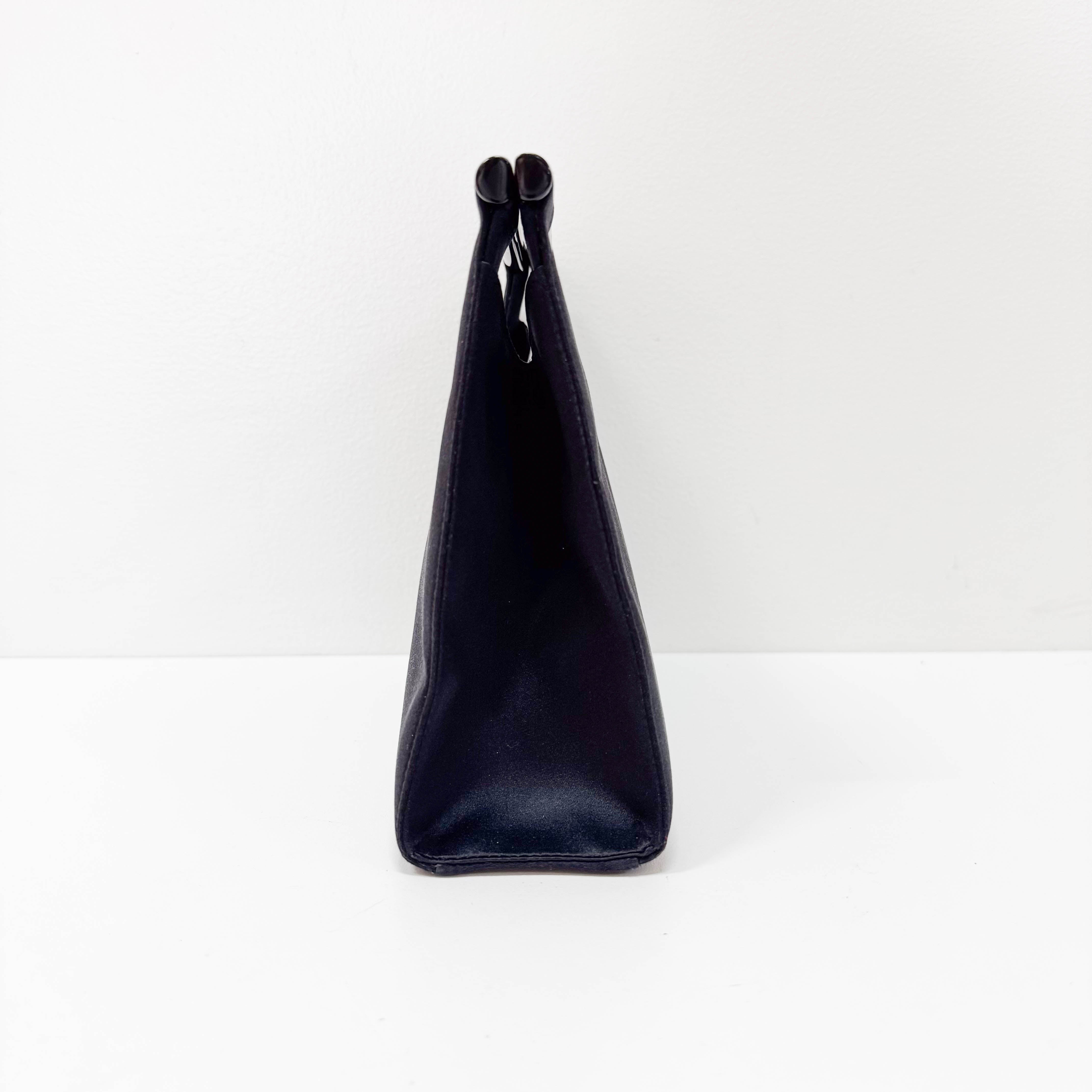 Black Satin Top Handle Bag