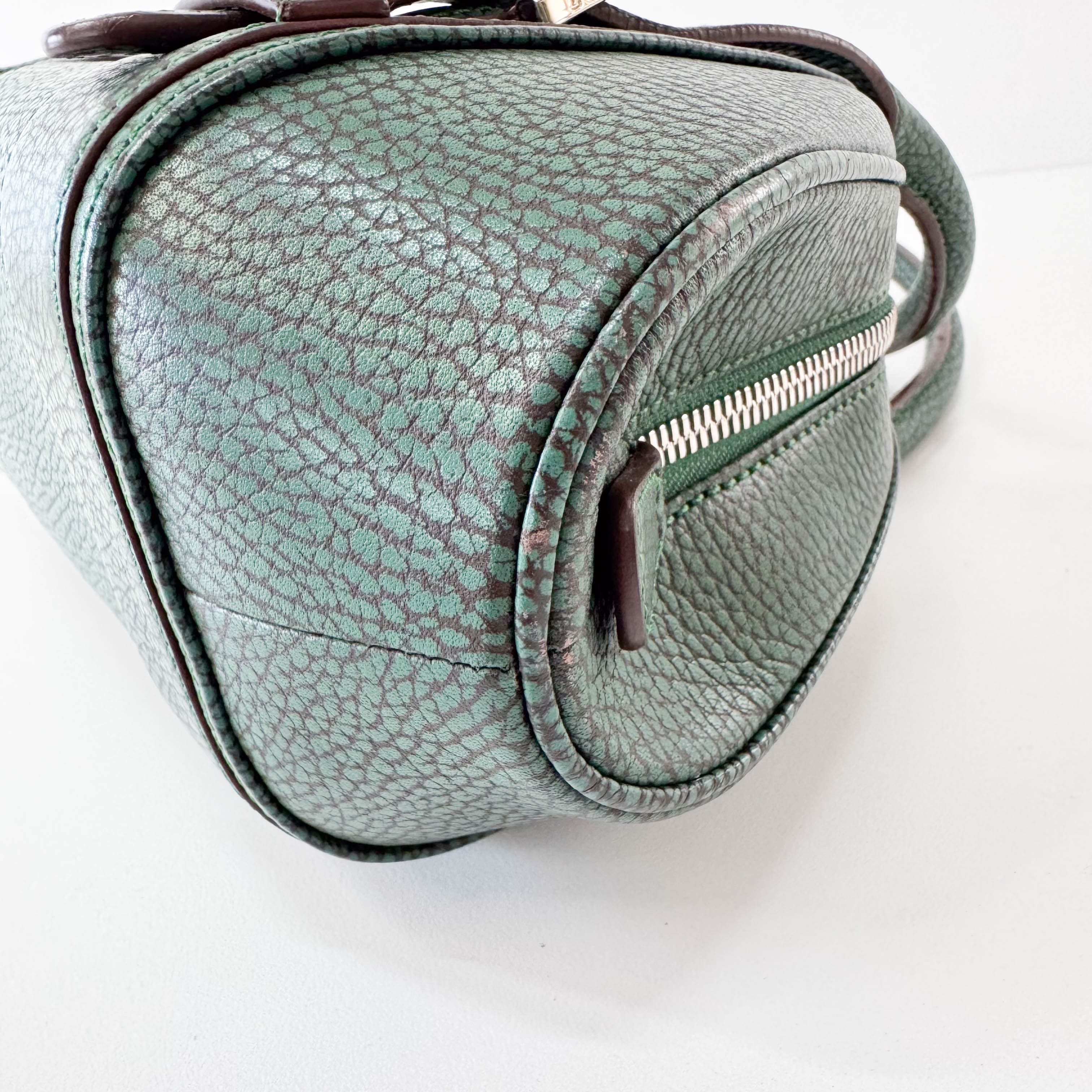 Green Leather Top Handle Bag