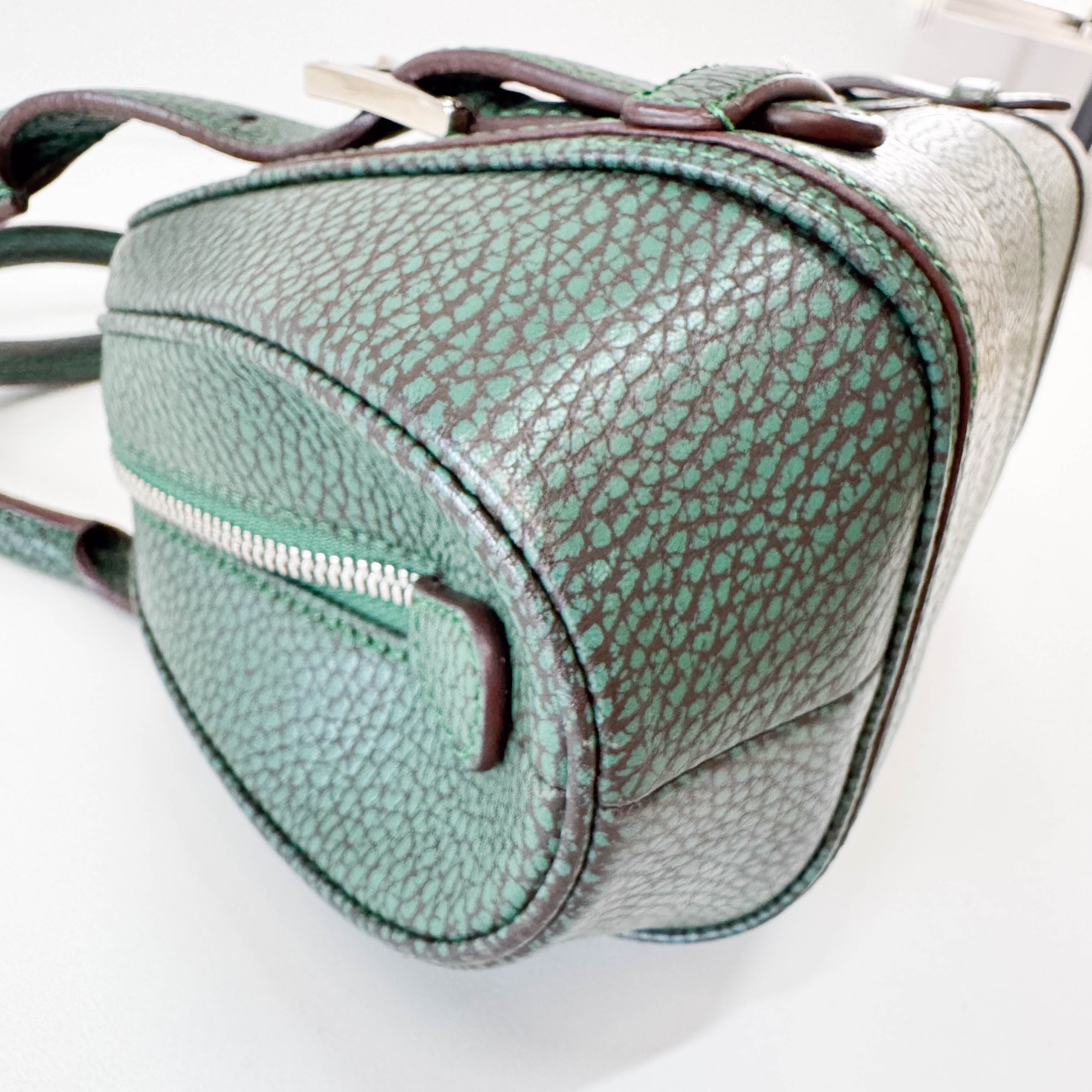 Green Leather Top Handle Bag