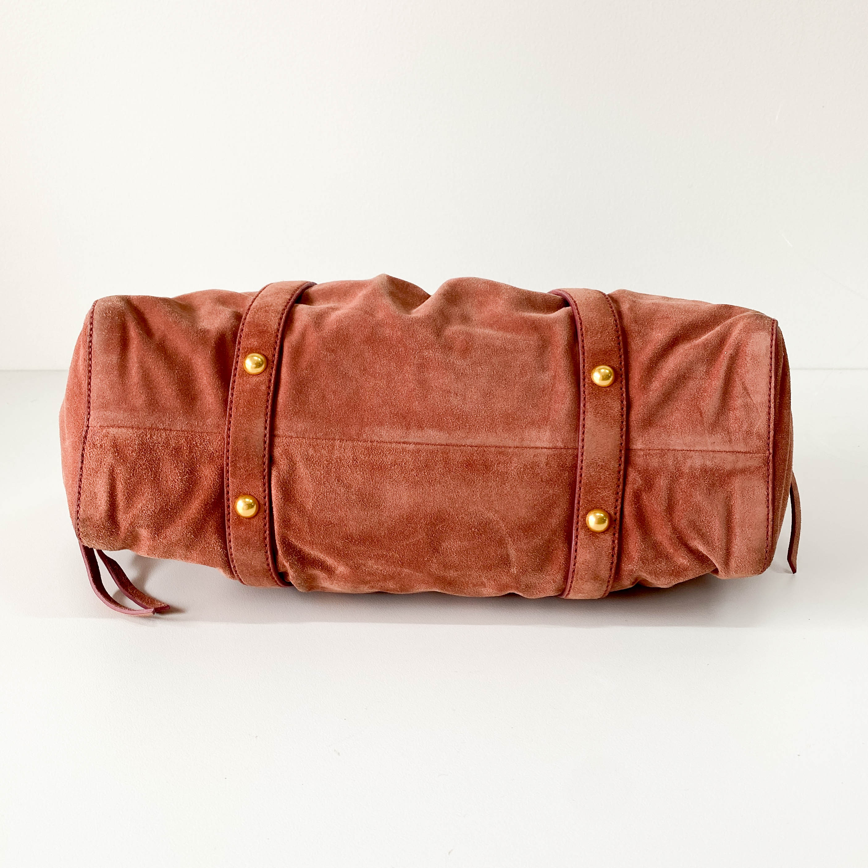 Vitello Bauletto Pink Suede Handle/Shoulder Bag