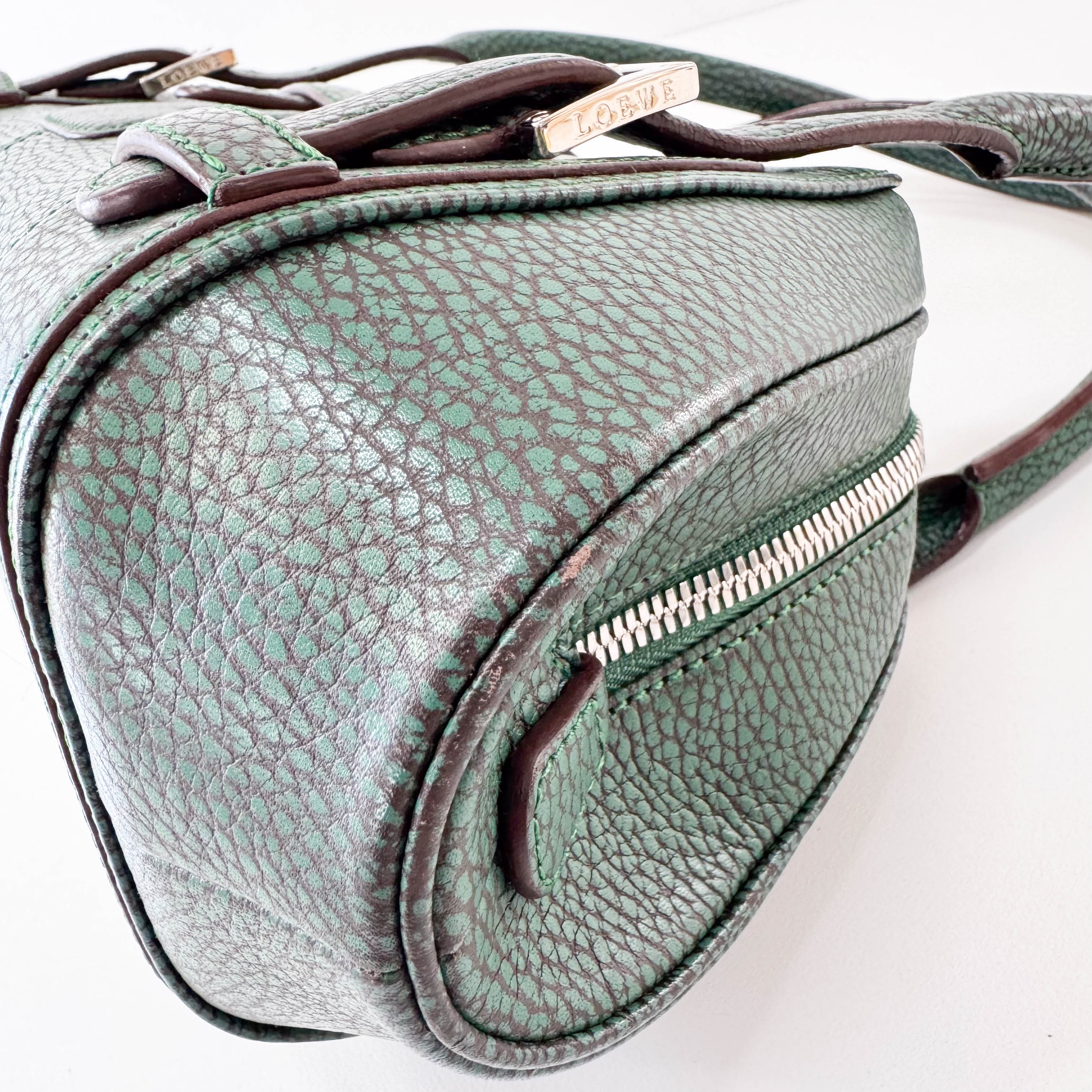 Green Leather Top Handle Bag