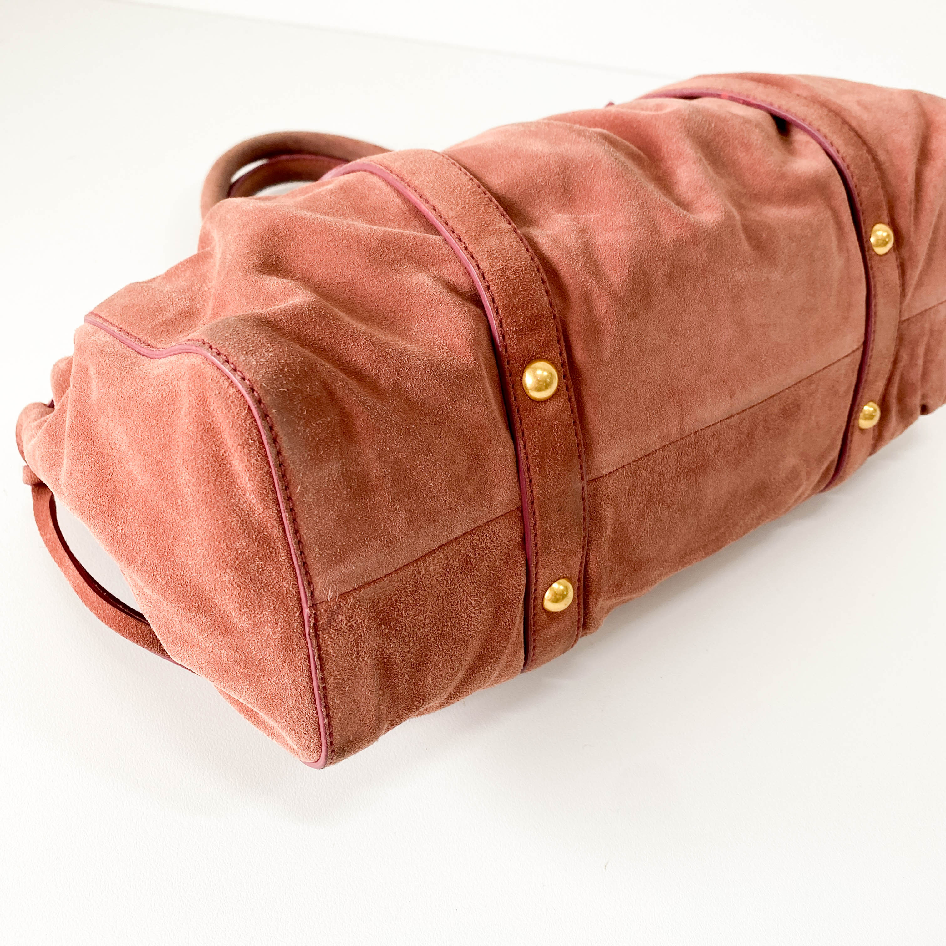 Vitello Bauletto Pink Suede Handle/Shoulder Bag