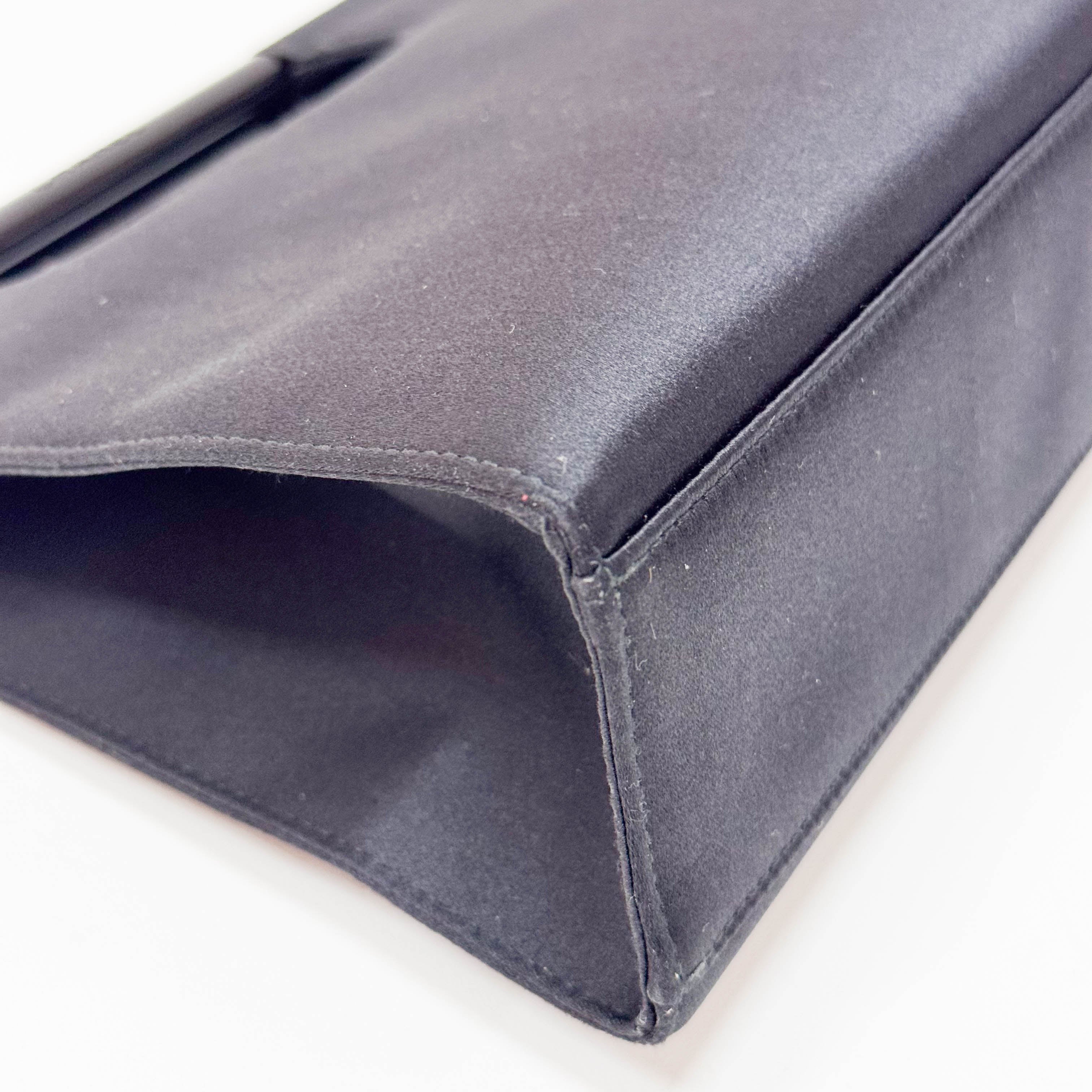 Black Satin Top Handle Bag