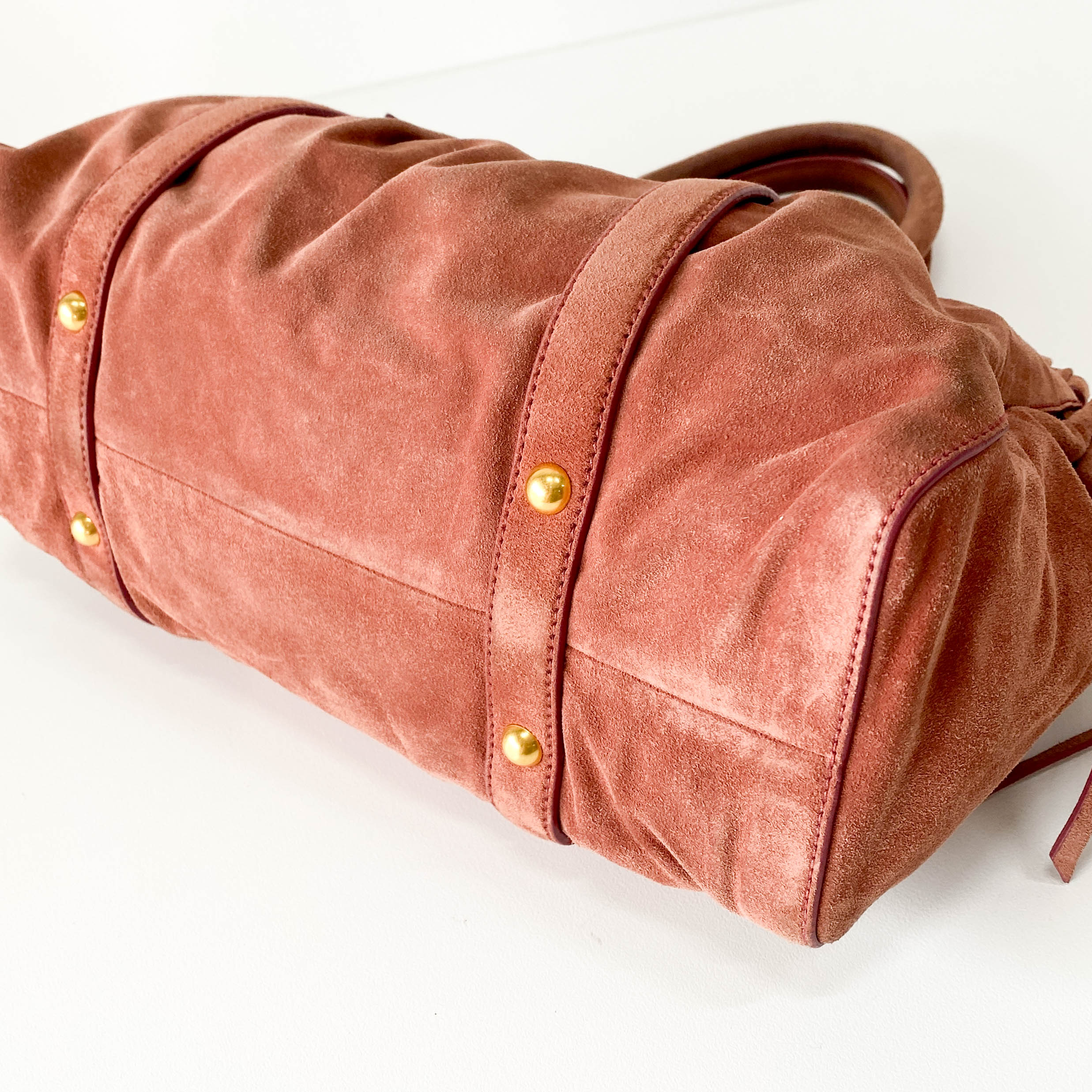 Vitello Bauletto Pink Suede Handle/Shoulder Bag