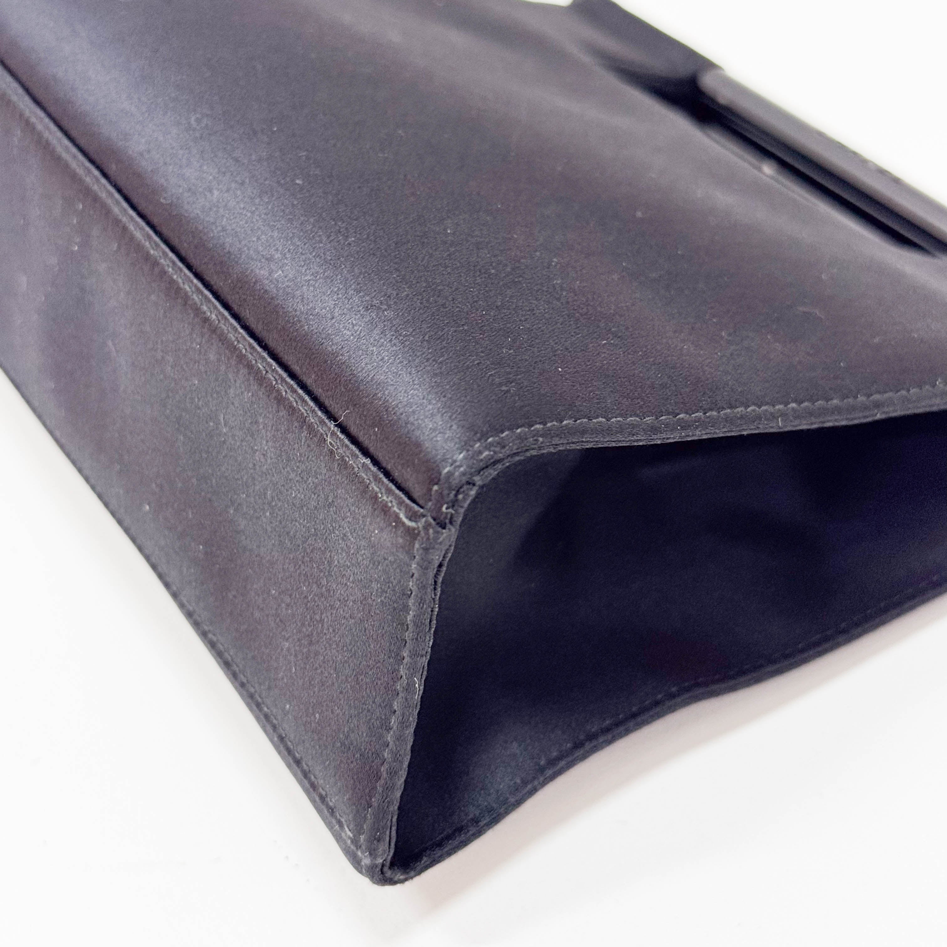 Black Satin Top Handle Bag