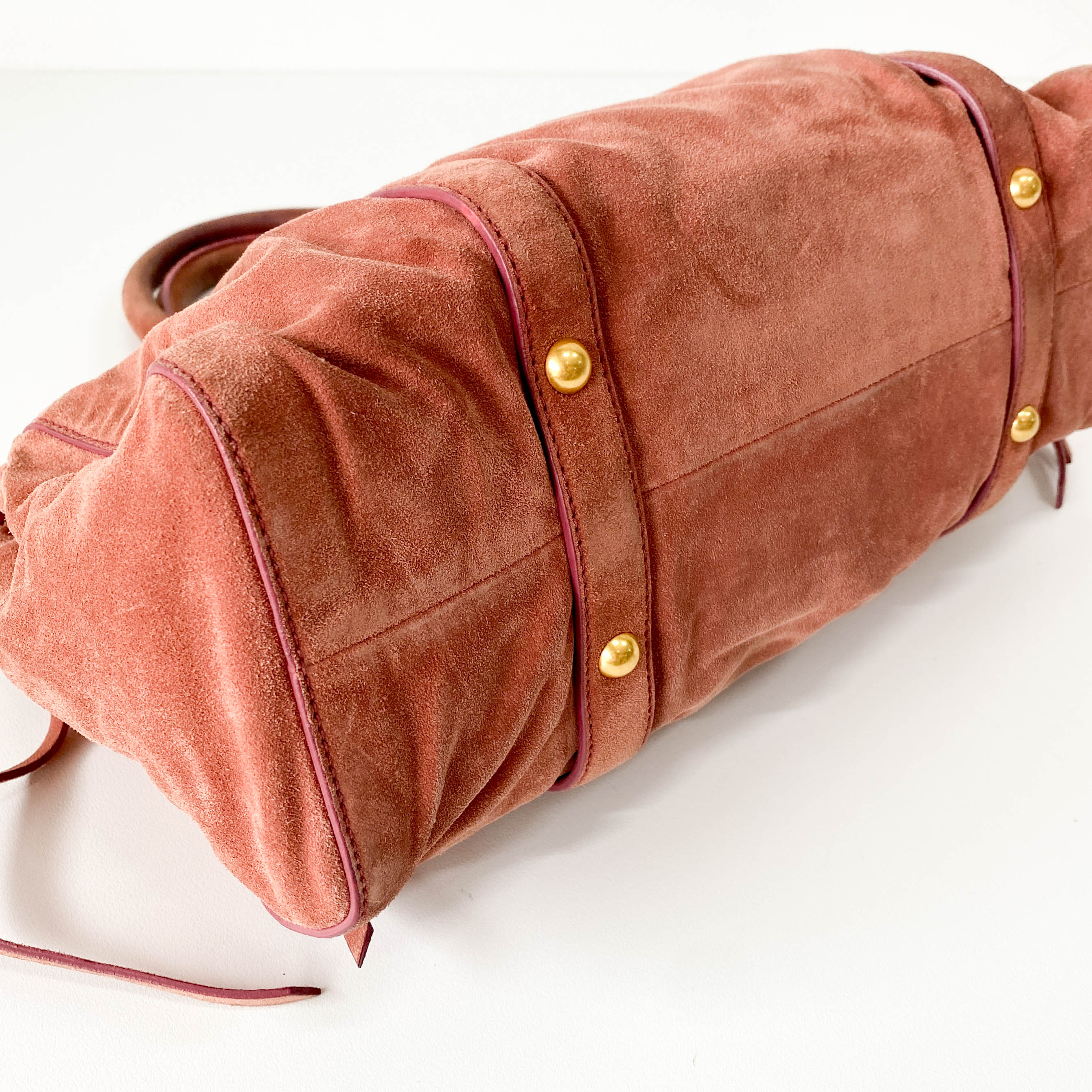 Vitello Bauletto Pink Suede Handle/Shoulder Bag