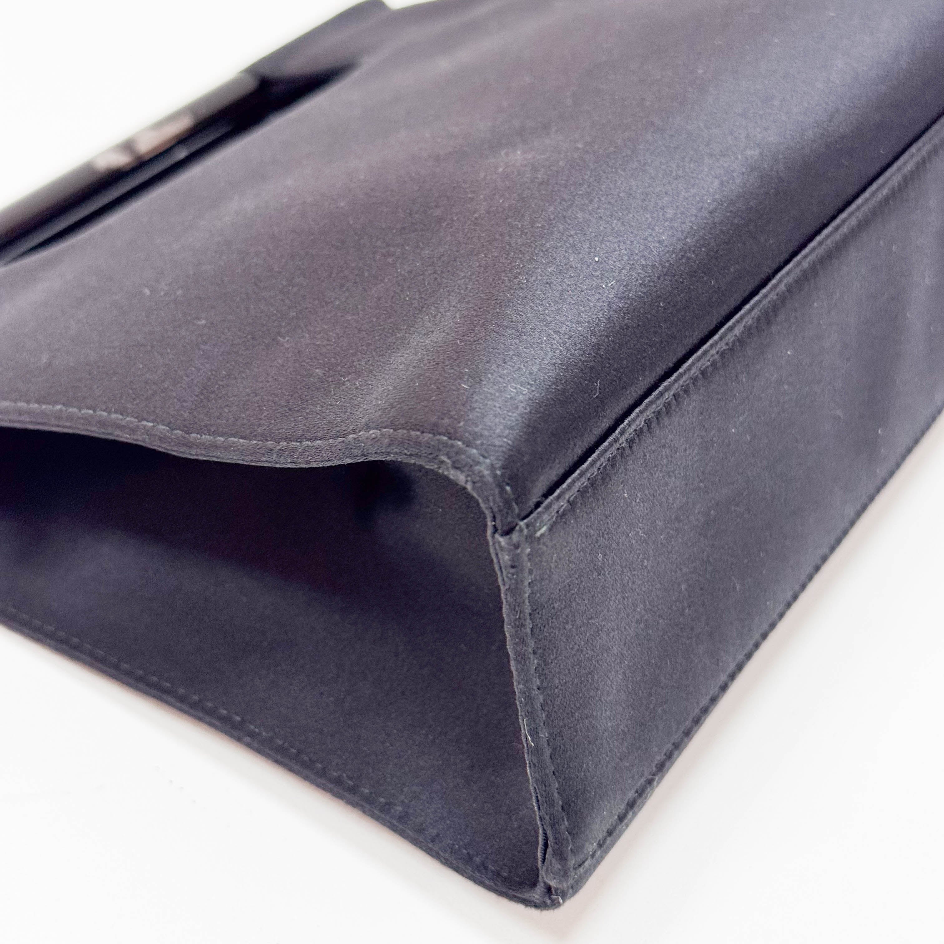 Black Satin Top Handle Bag