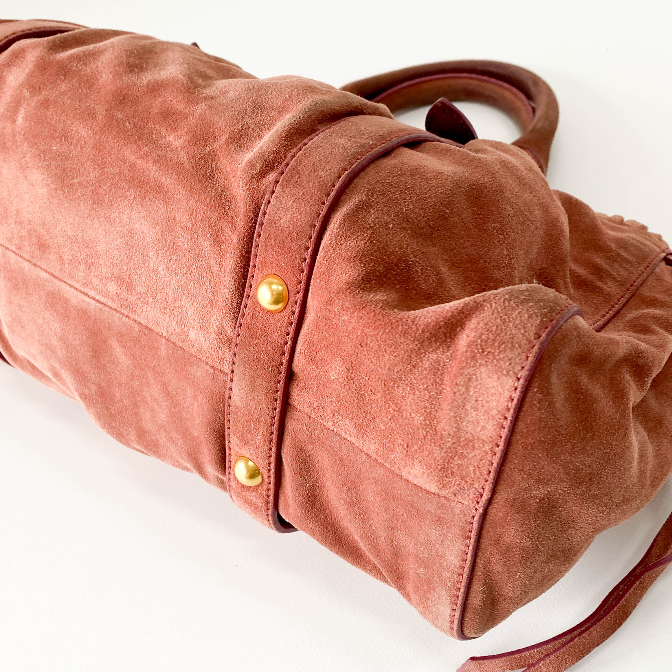 Vitello Bauletto Pink Suede Handle/Shoulder Bag