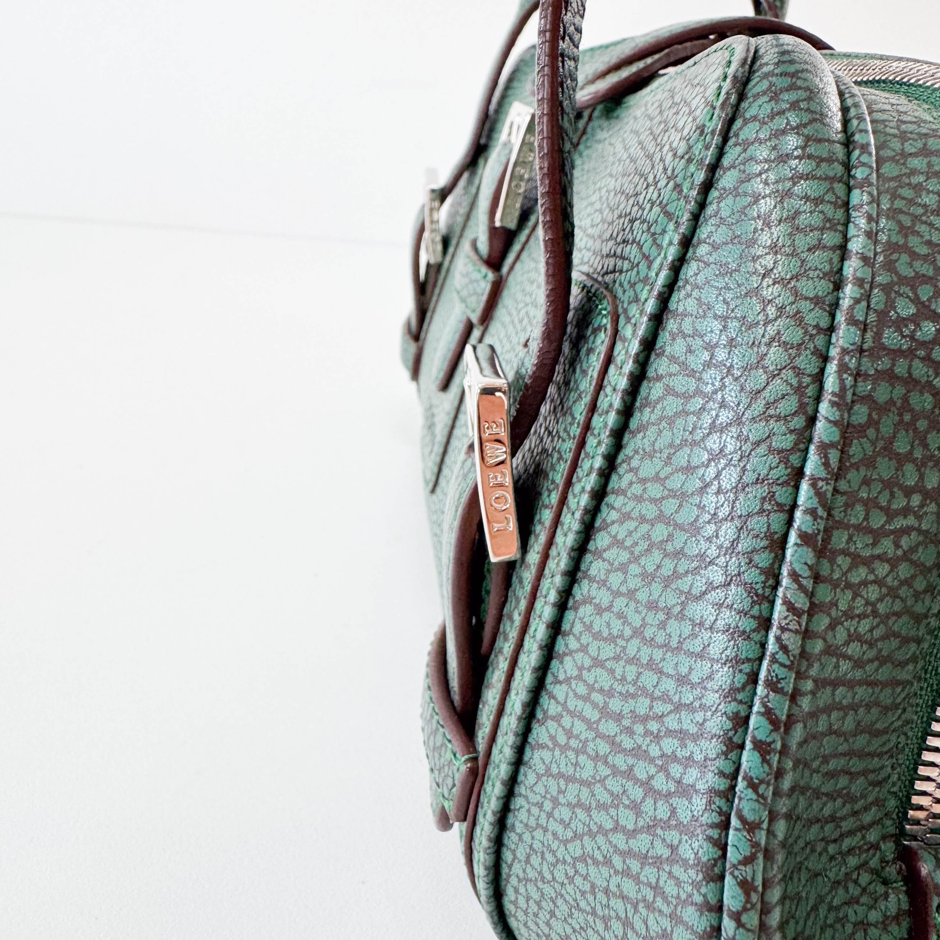 Green Leather Top Handle Bag
