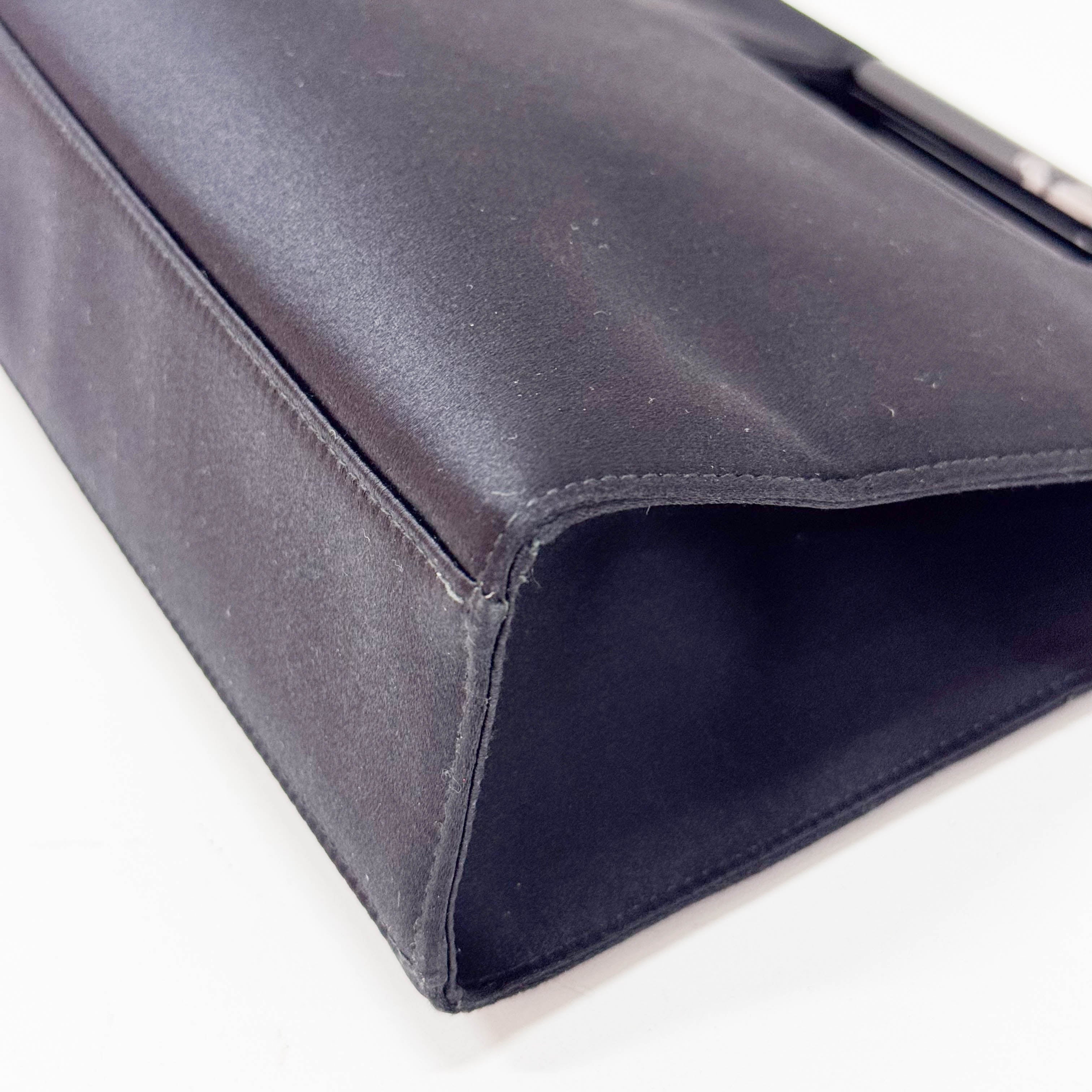 Black Satin Top Handle Bag