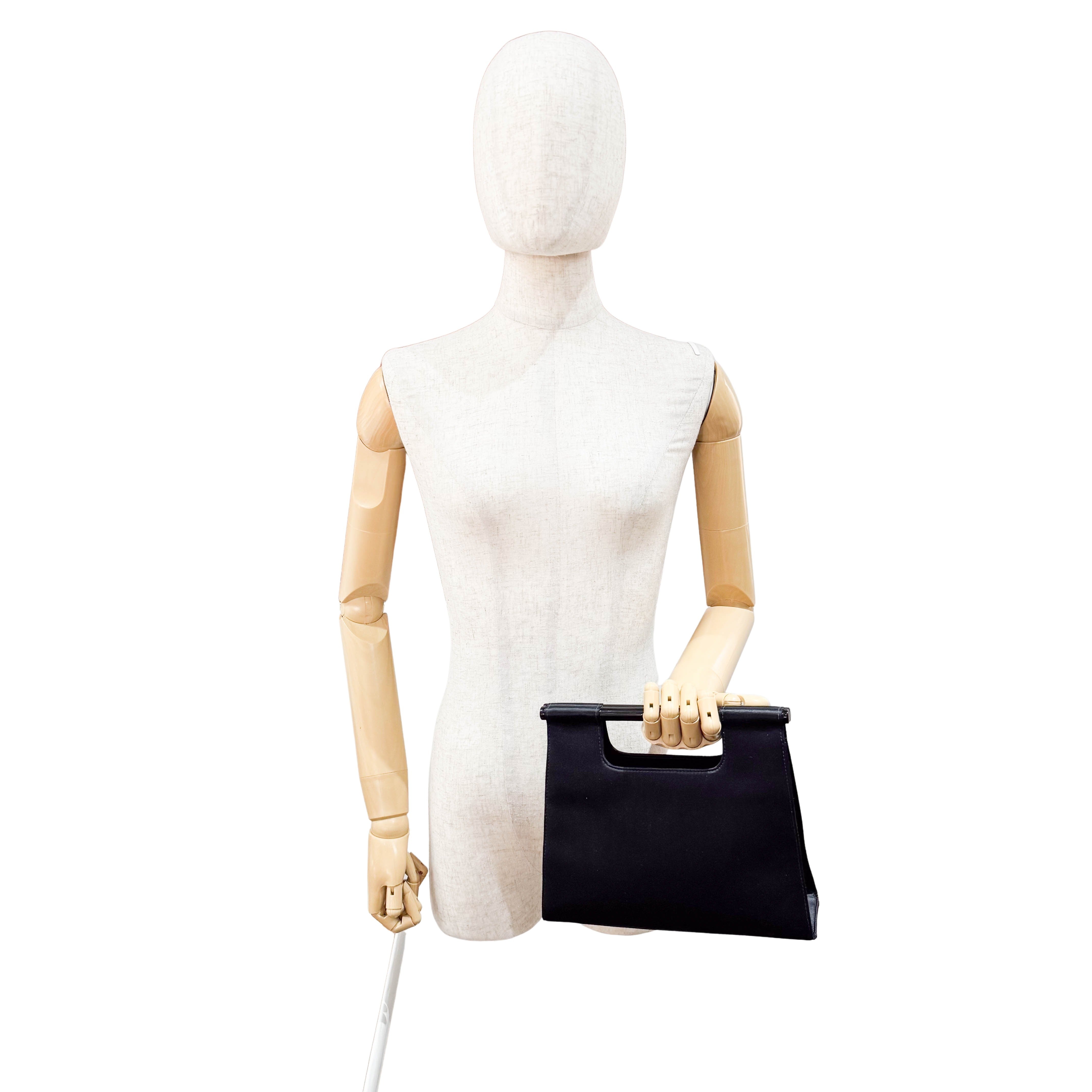 Black Satin Top Handle Bag