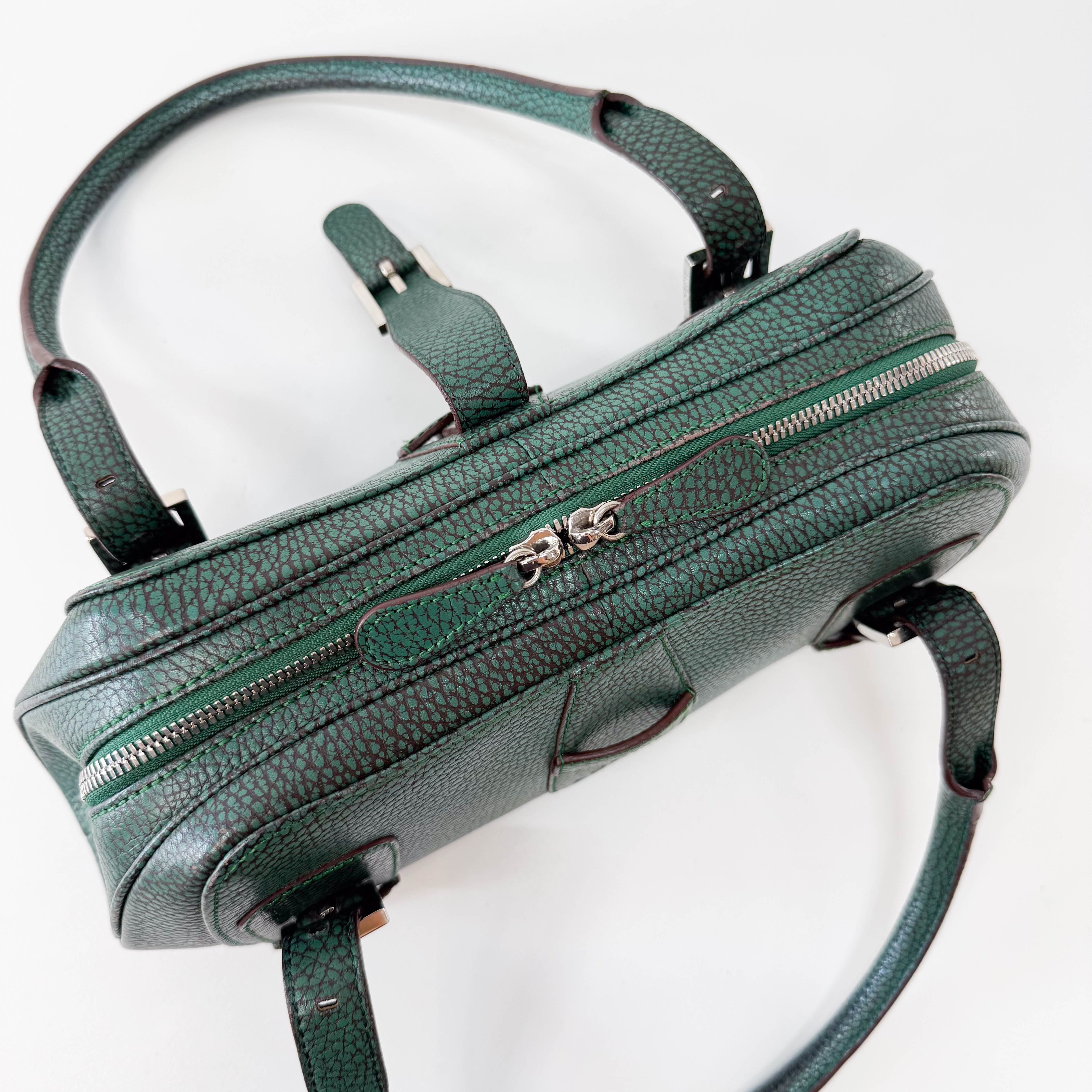 Green Leather Top Handle Bag