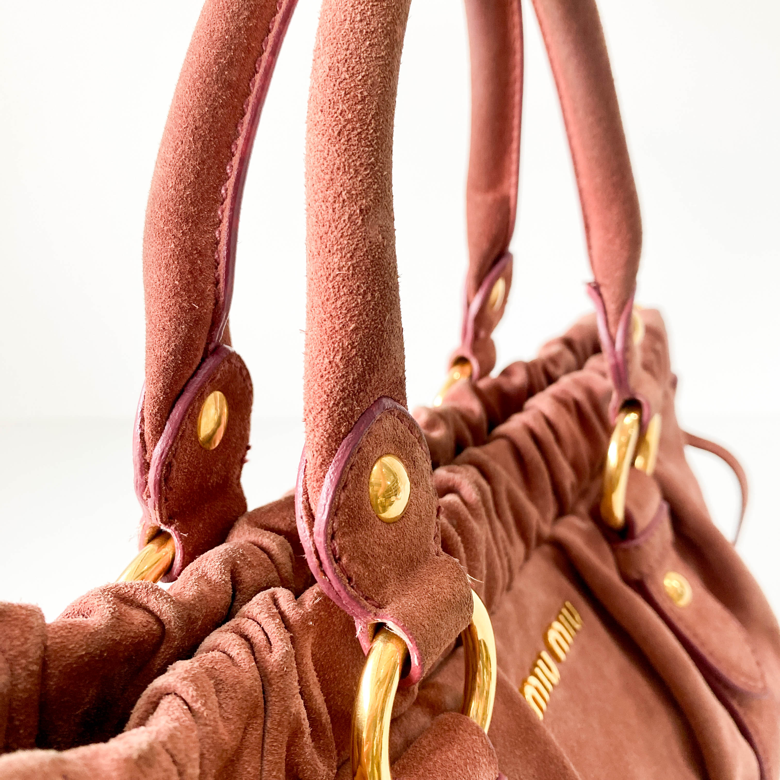 Vitello Bauletto Pink Suede Handle/Shoulder Bag