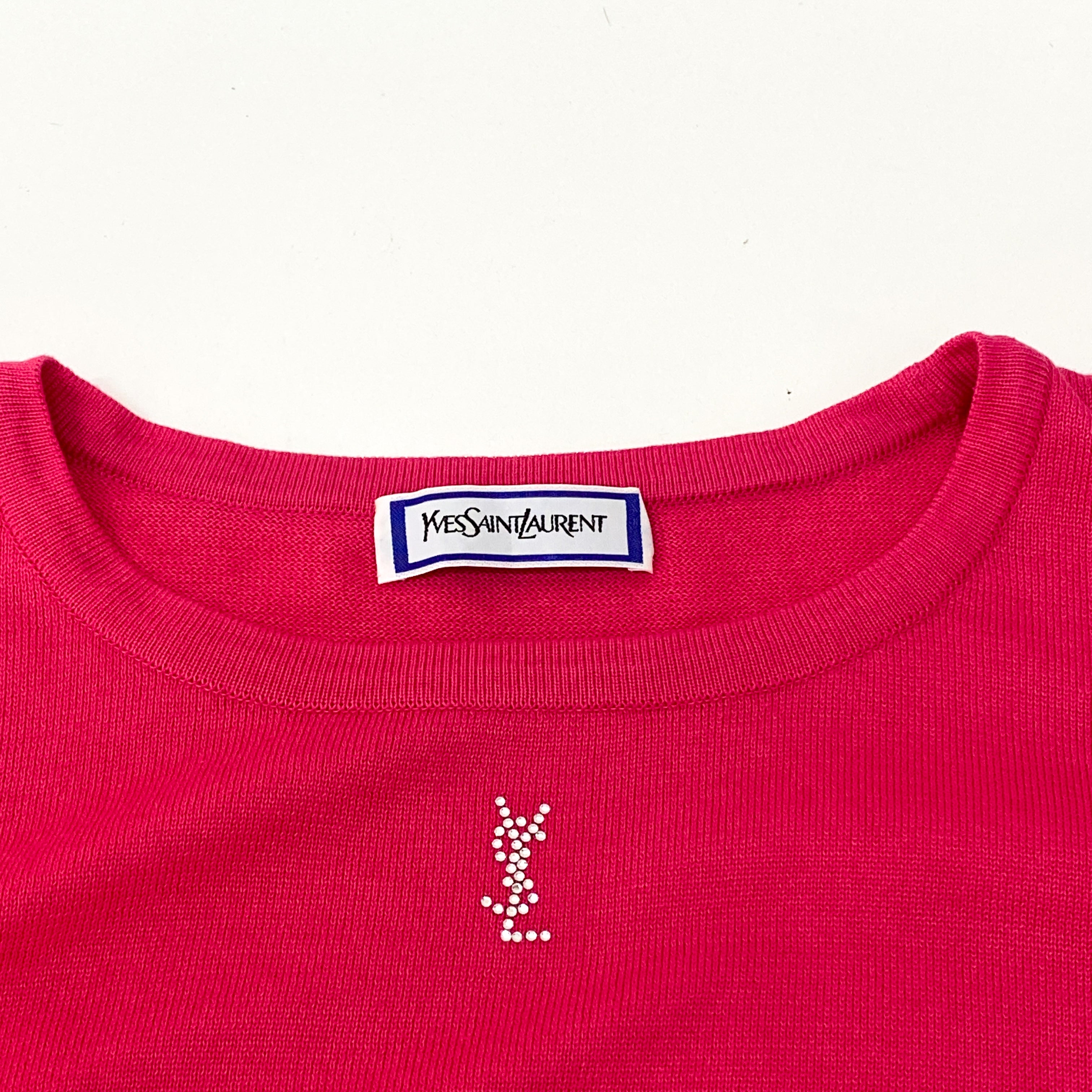 Short Sleeve Cotton Pink Logo Knit T-shirt