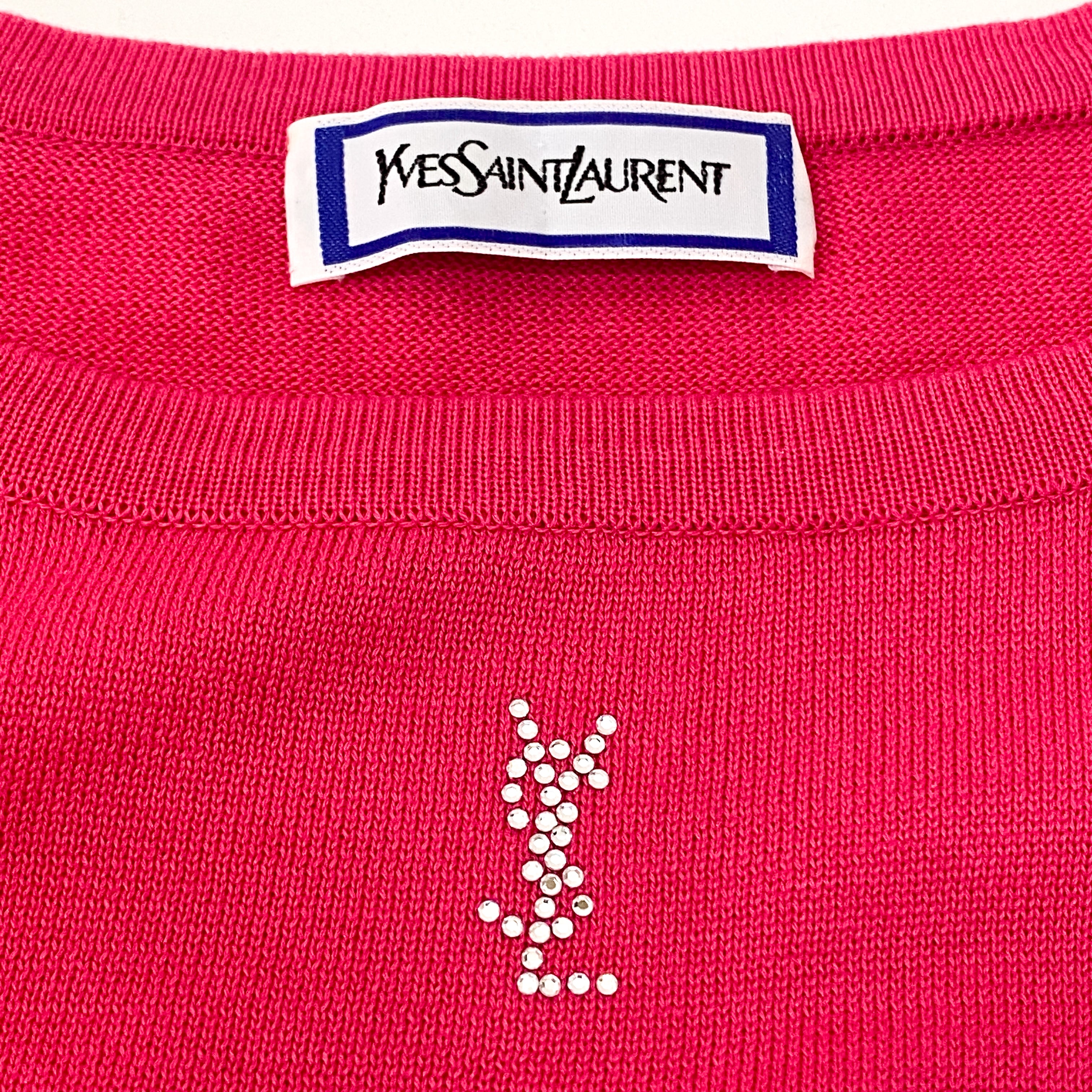 Short Sleeve Cotton Pink Logo Knit T-shirt