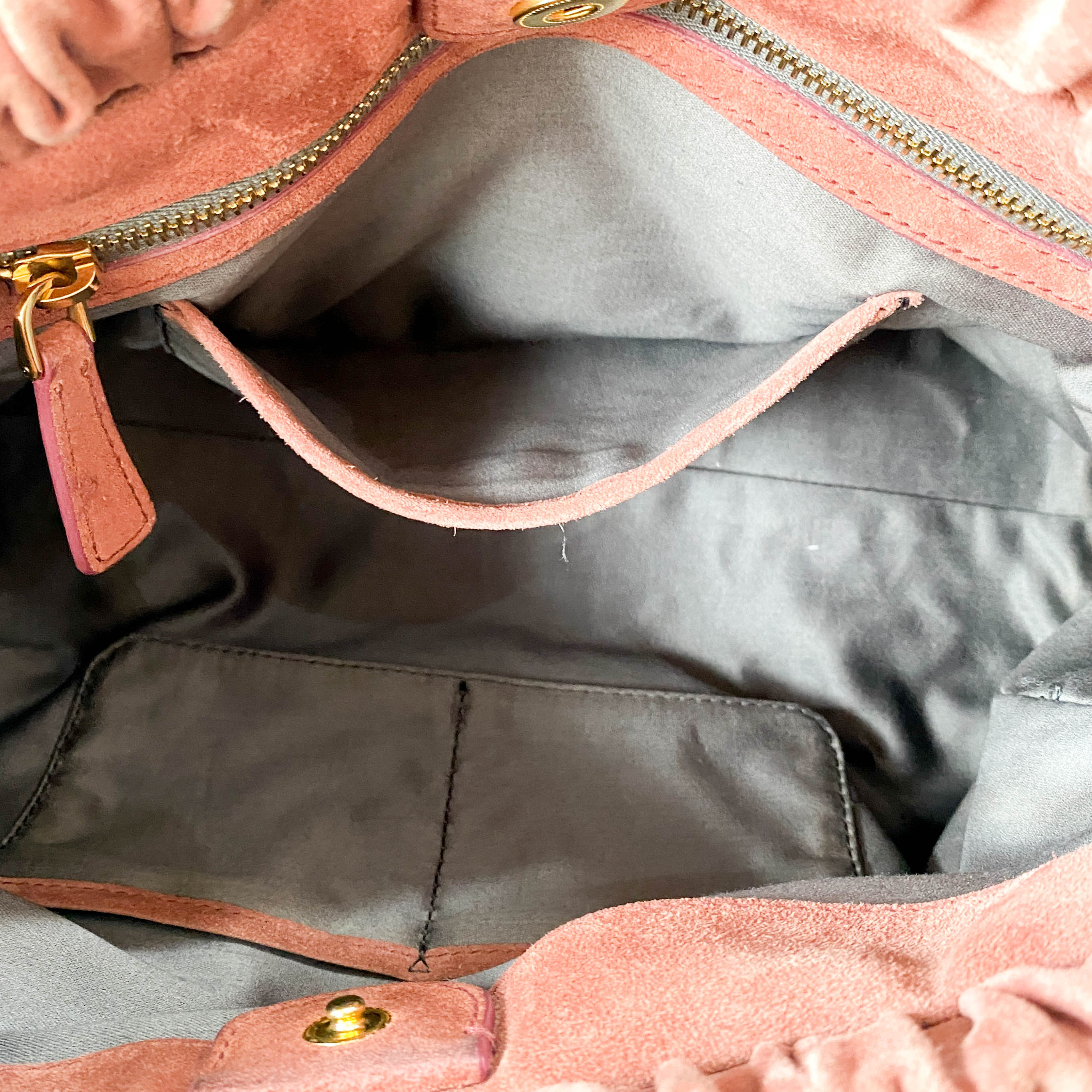 Vitello Bauletto Pink Suede Handle/Shoulder Bag