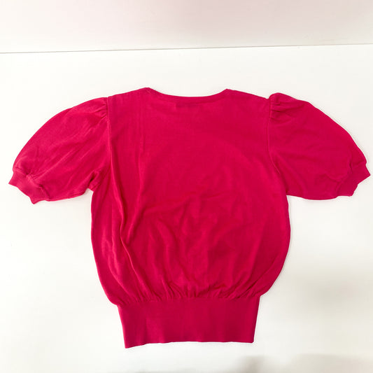 Short Sleeve Cotton Pink Logo Knit T-shirt