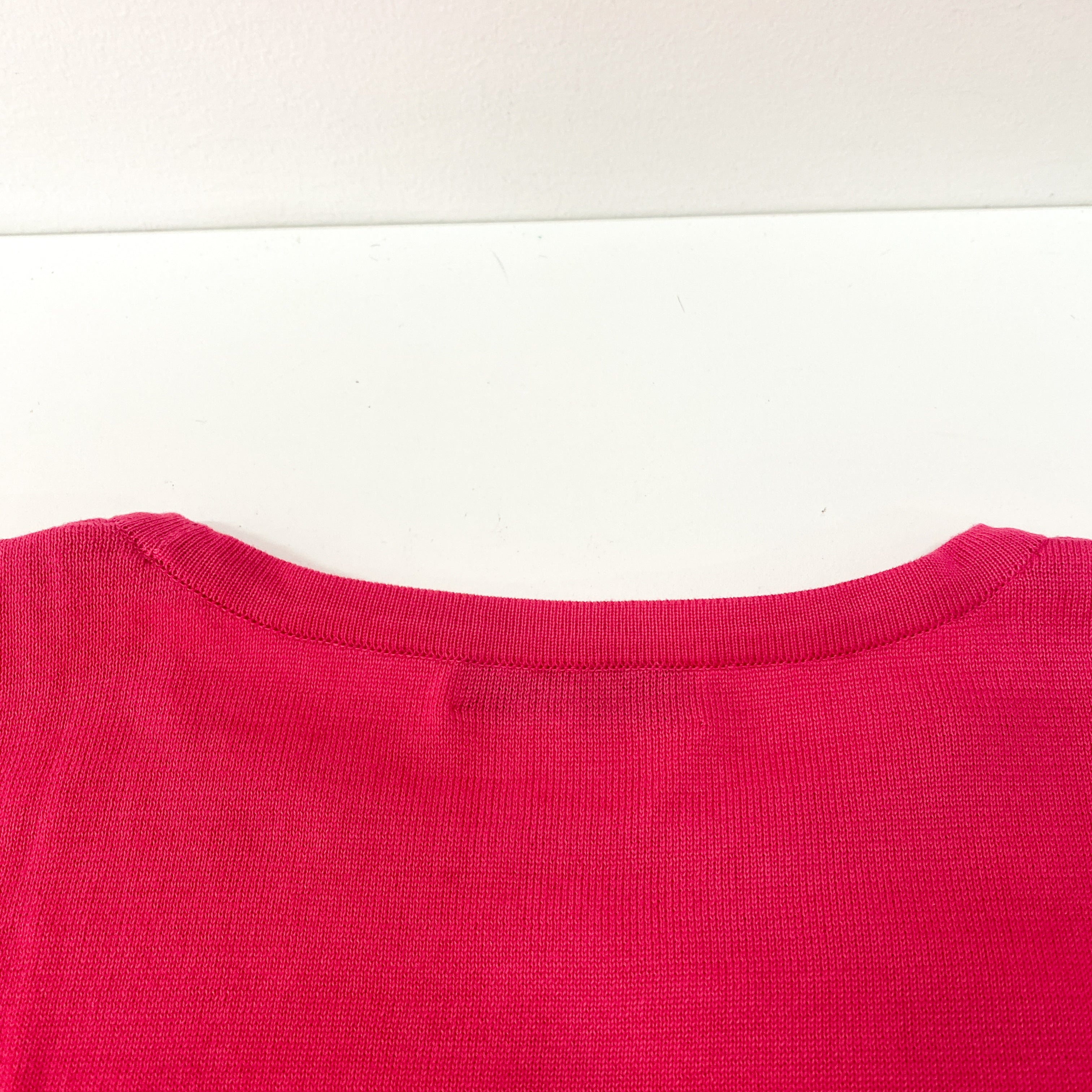 Short Sleeve Cotton Pink Logo Knit T-shirt