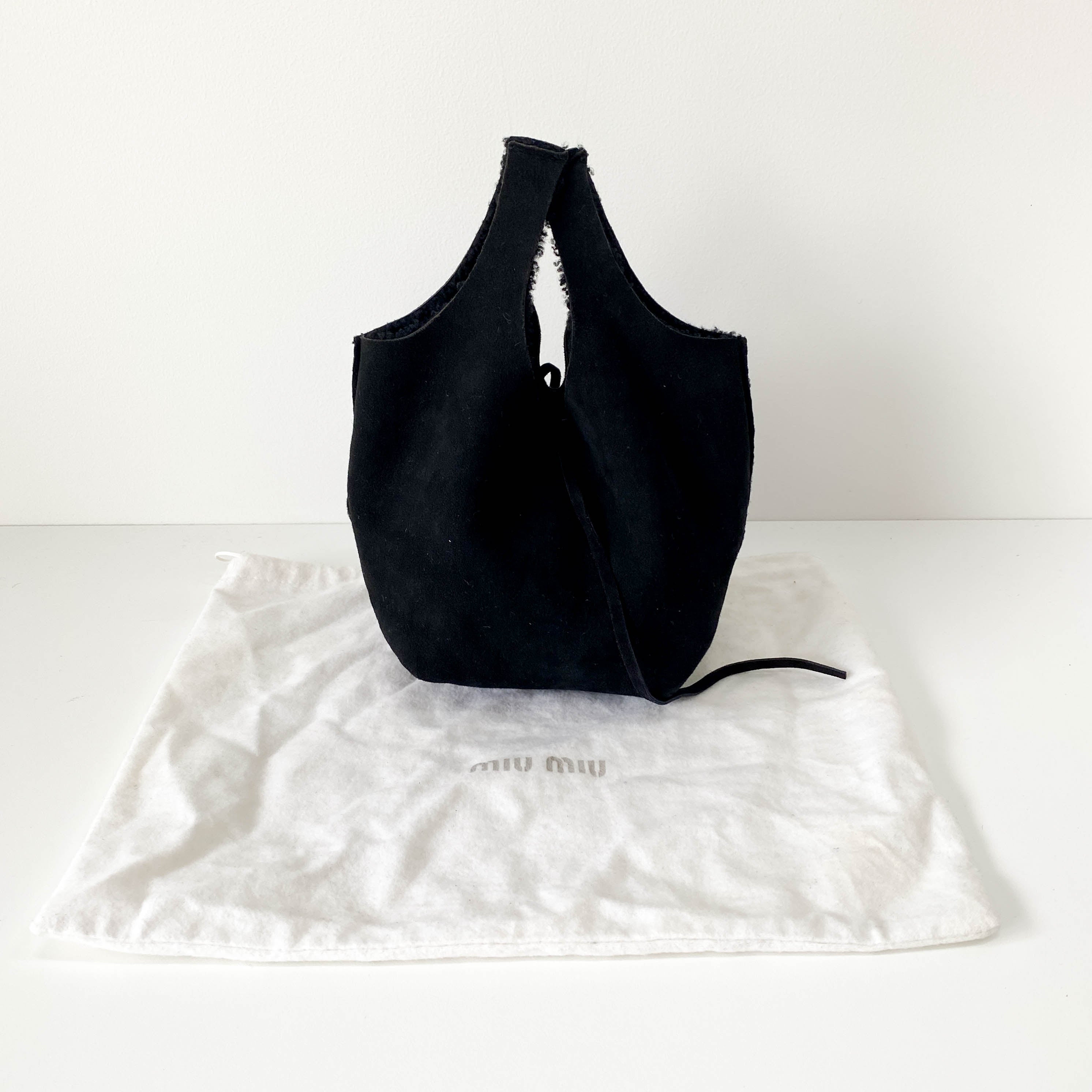 Black Suede with Soft Lining Interior Handle Bag