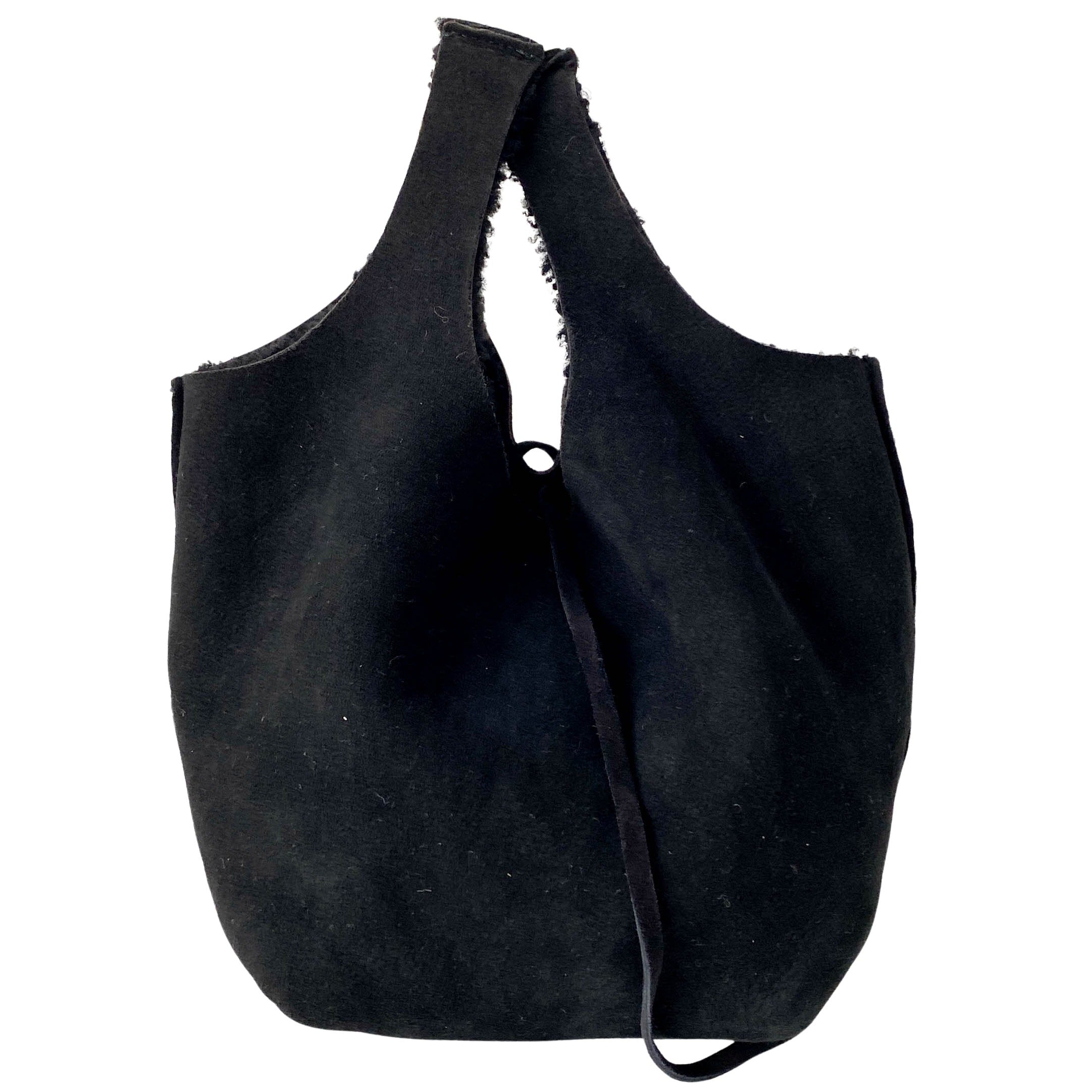 Black Suede with Soft Lining Interior Handle Bag