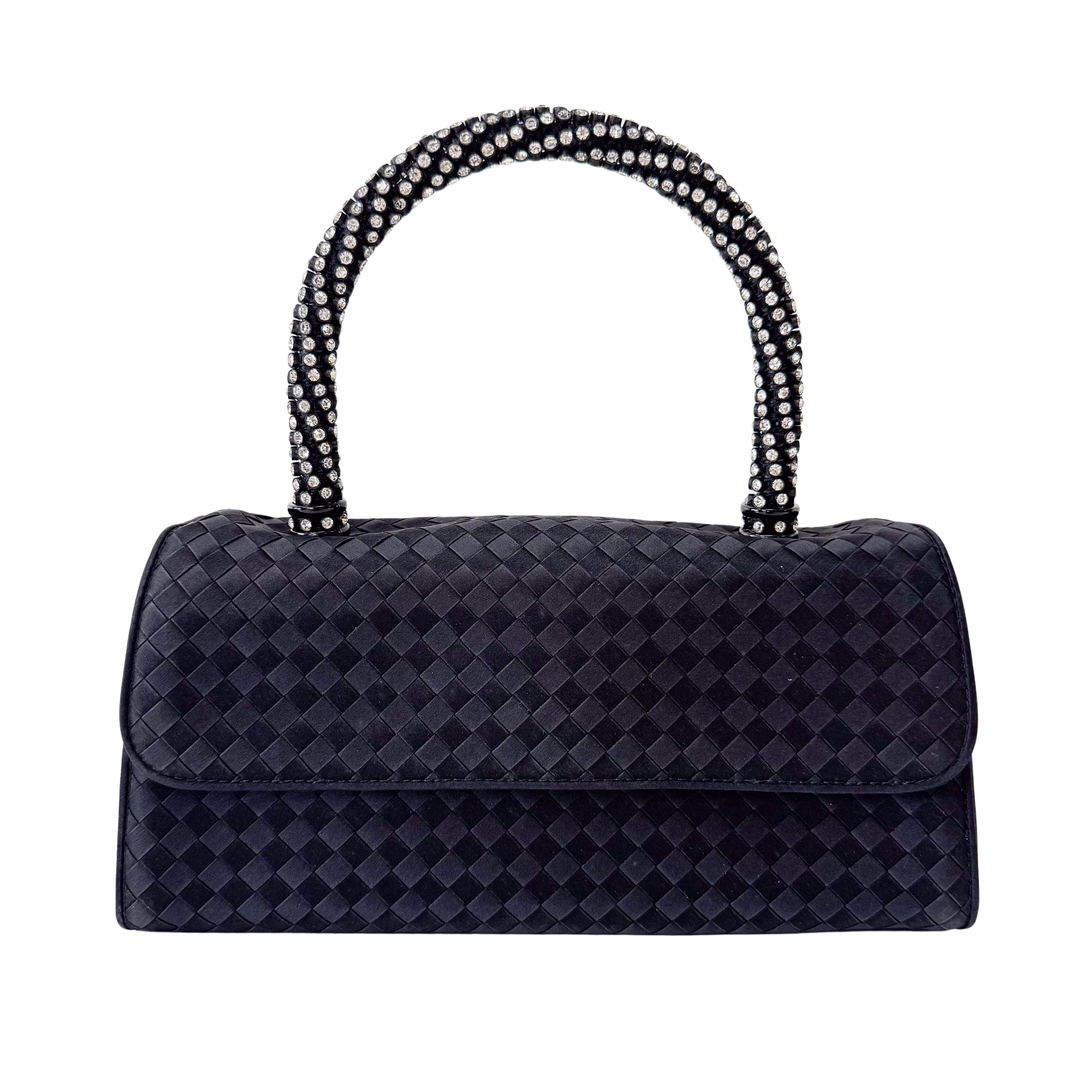 Vintage Satin Intrecciato Black Hand bag