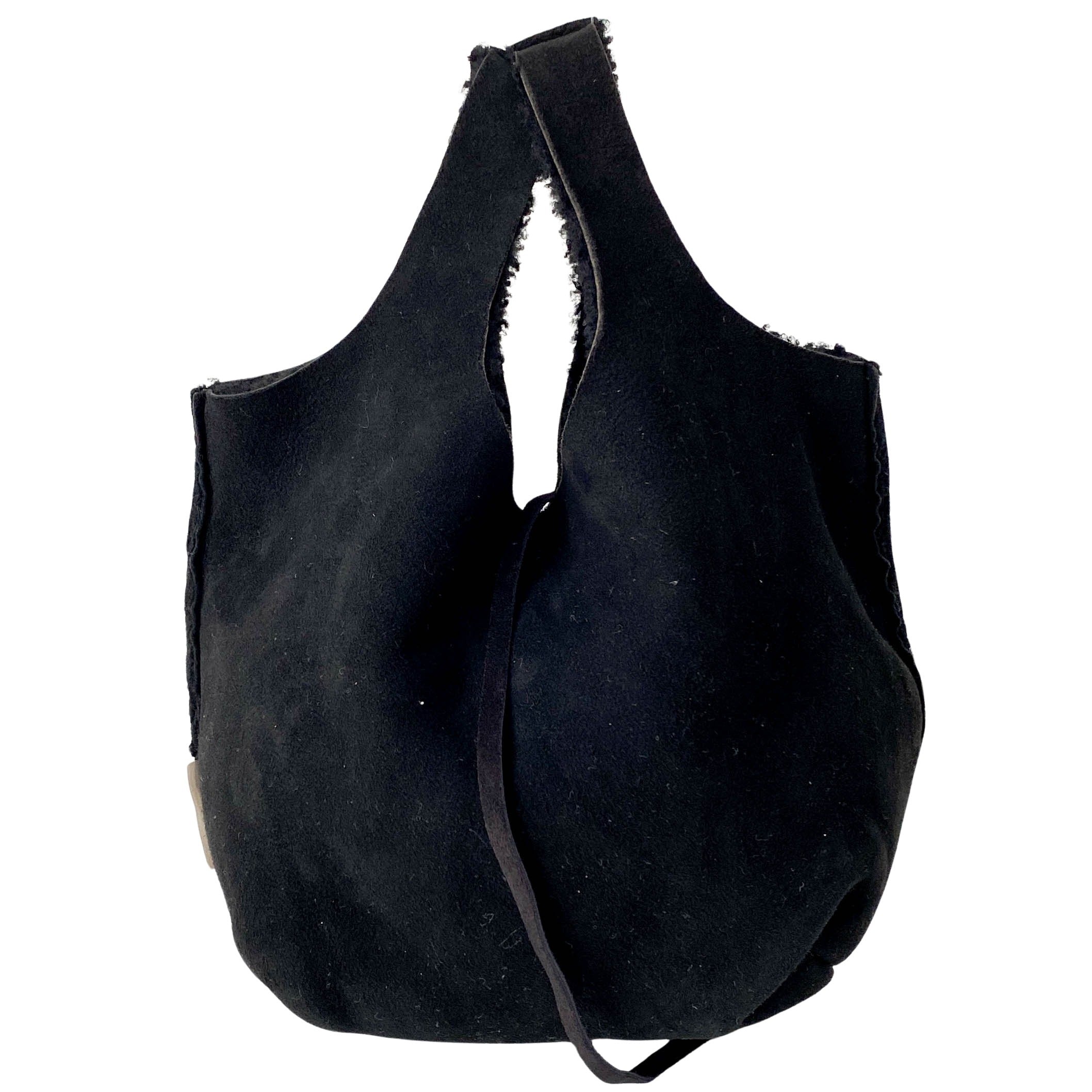 Black Suede with Soft Lining Interior Handle Bag
