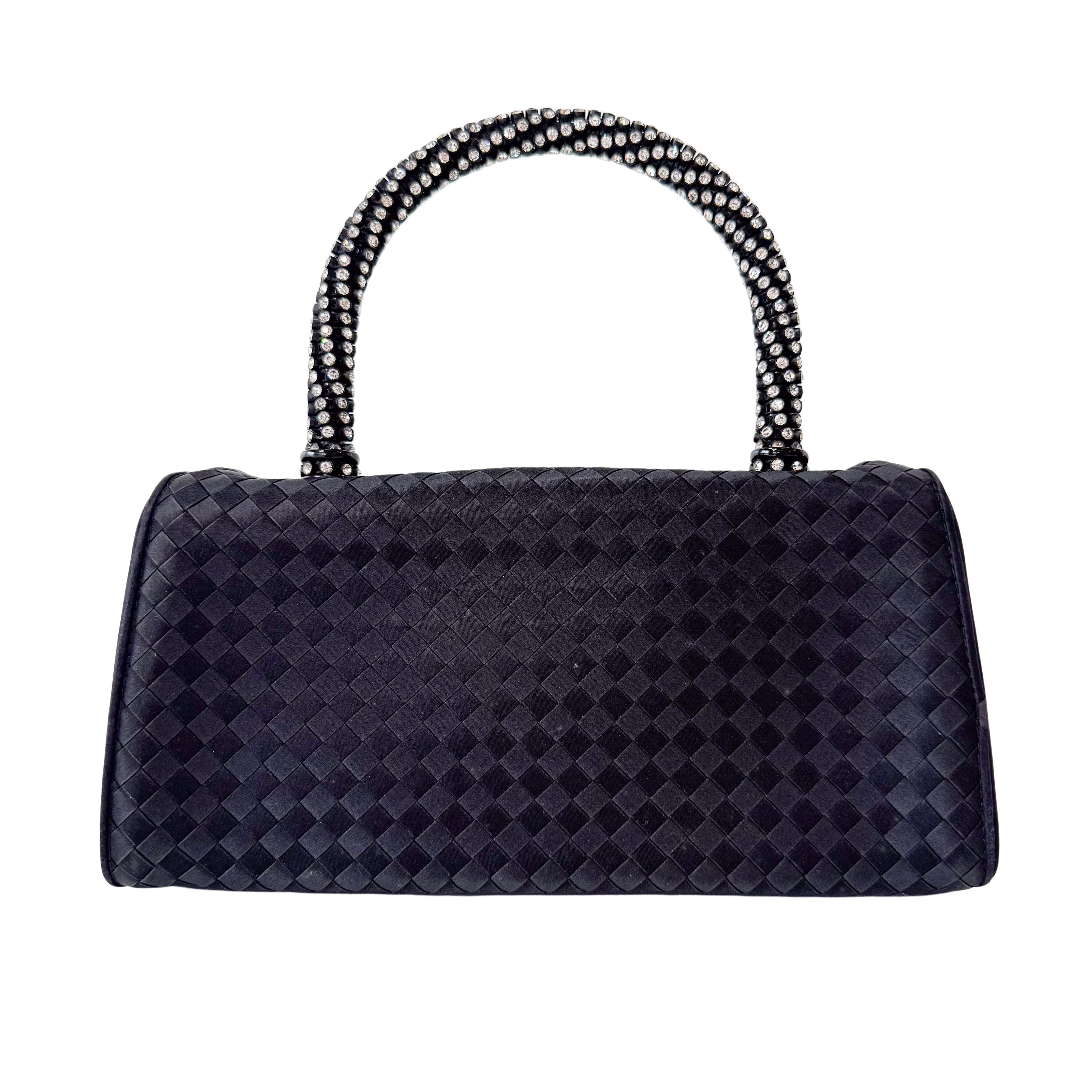 Vintage Satin Intrecciato Black Hand bag