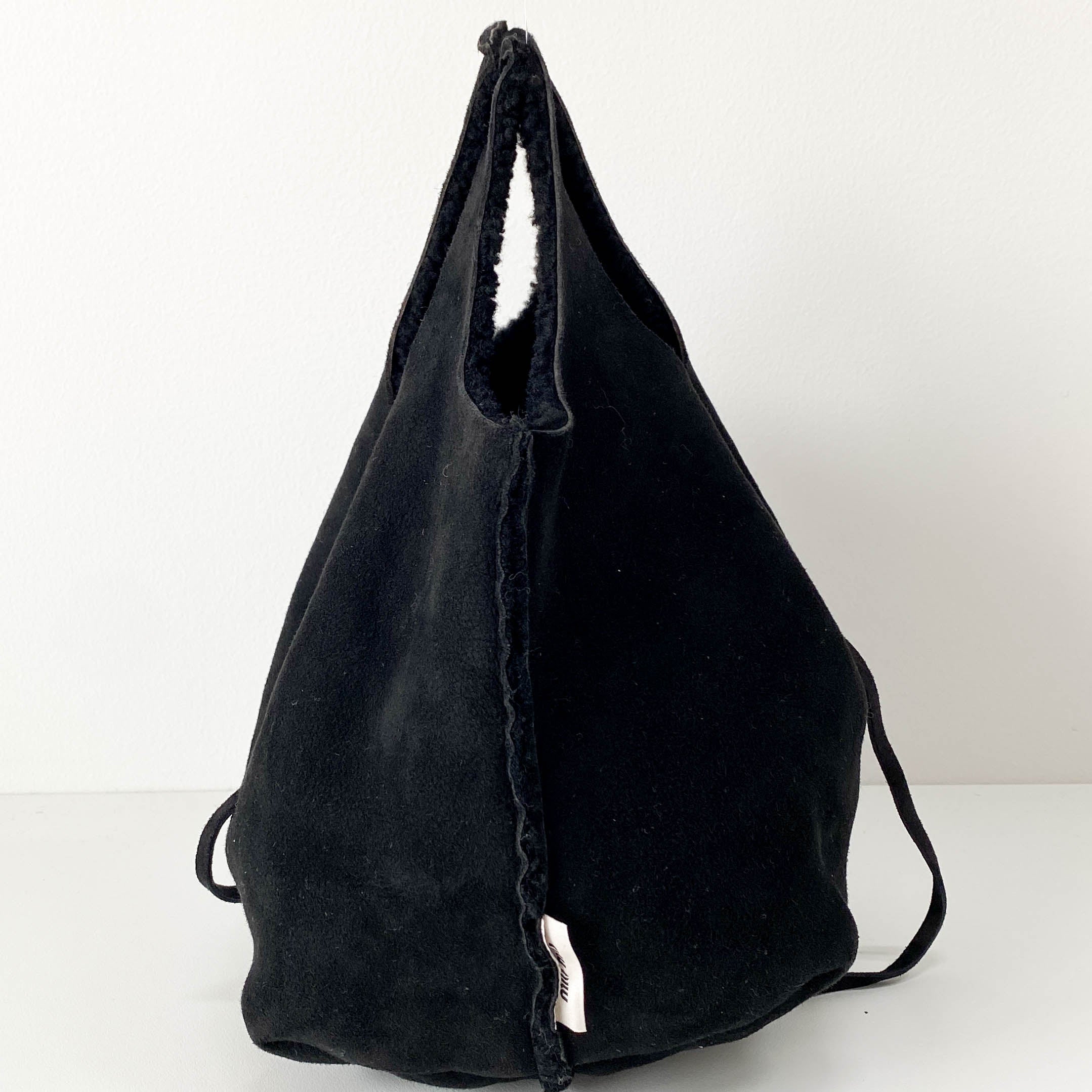 Black Suede with Soft Lining Interior Handle Bag