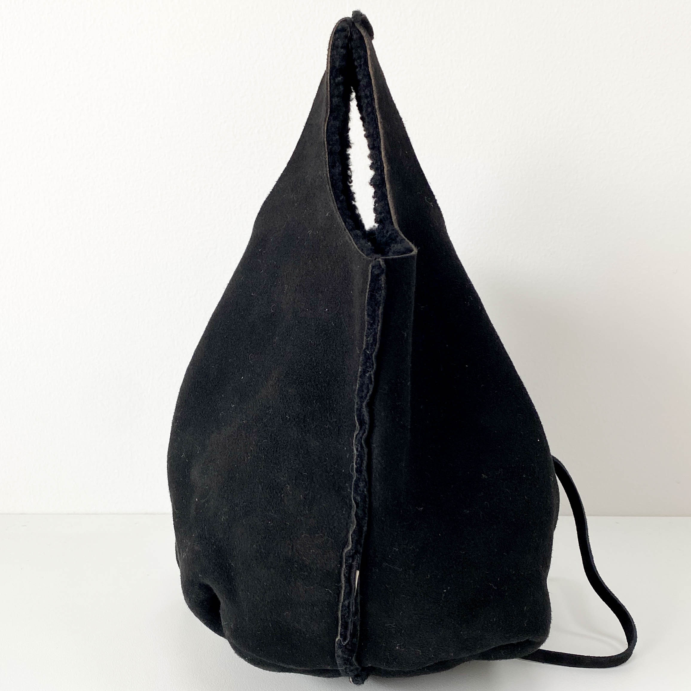 Black Suede with Soft Lining Interior Handle Bag