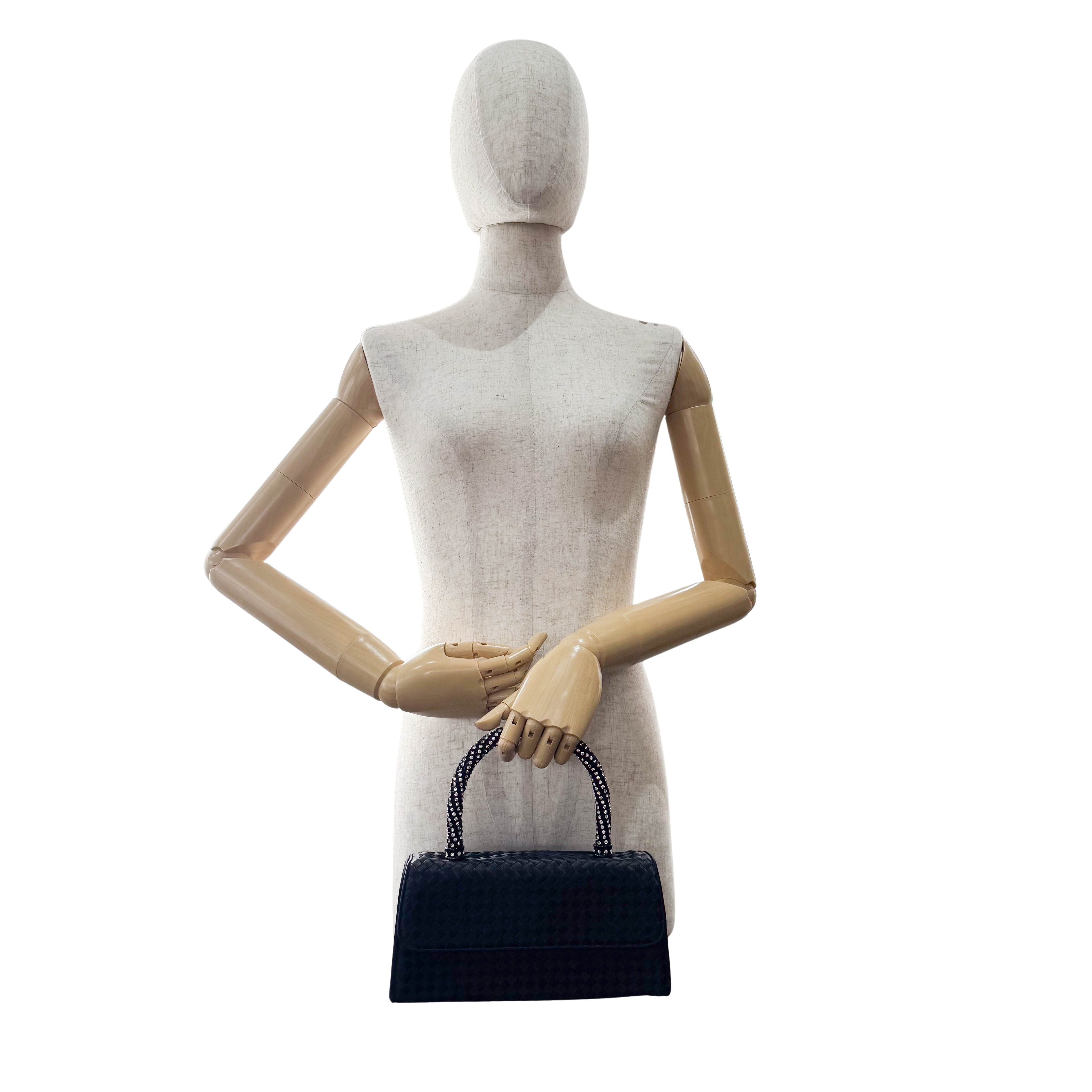 Vintage Satin Intrecciato Black Hand bag