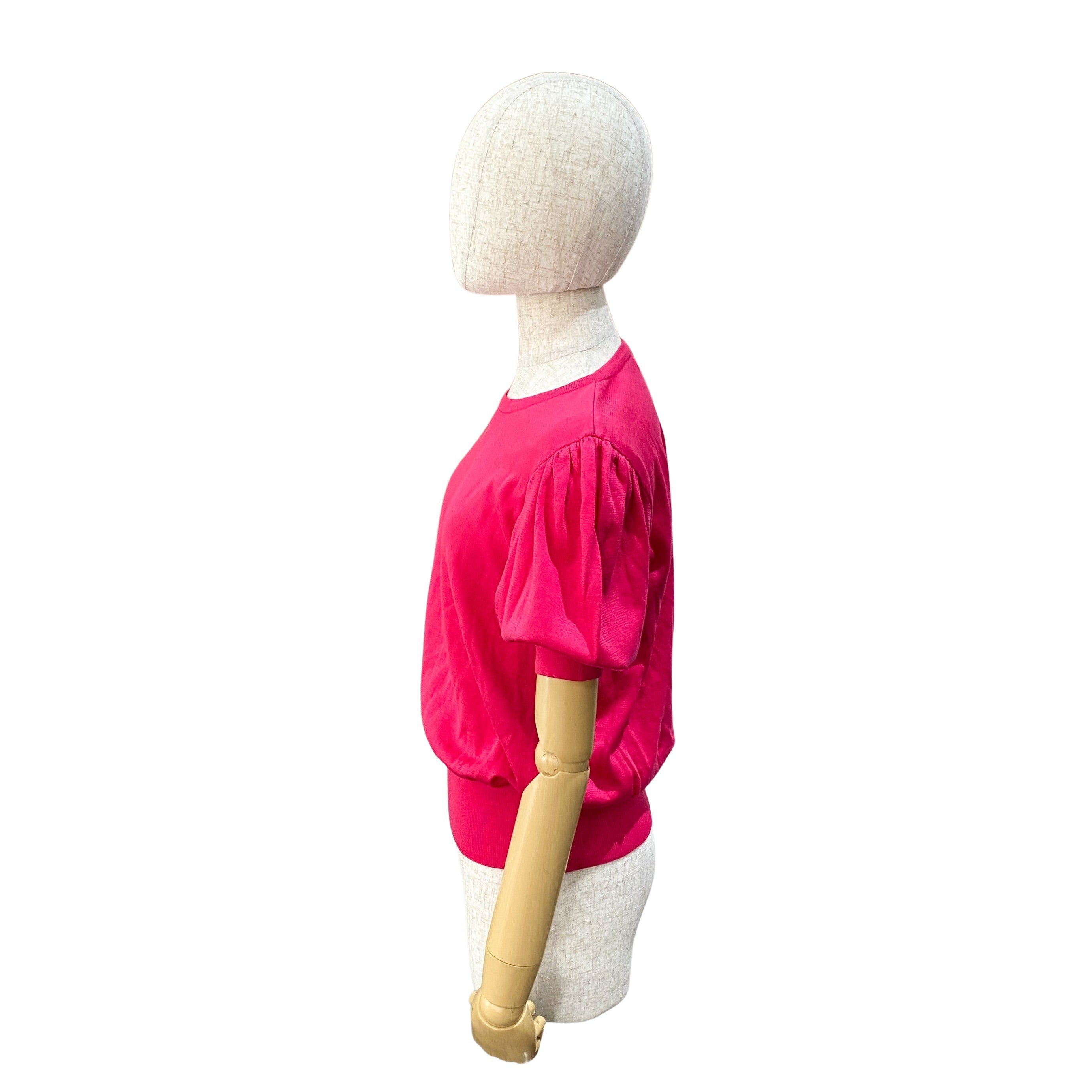 Short Sleeve Cotton Pink Logo Knit T-shirt