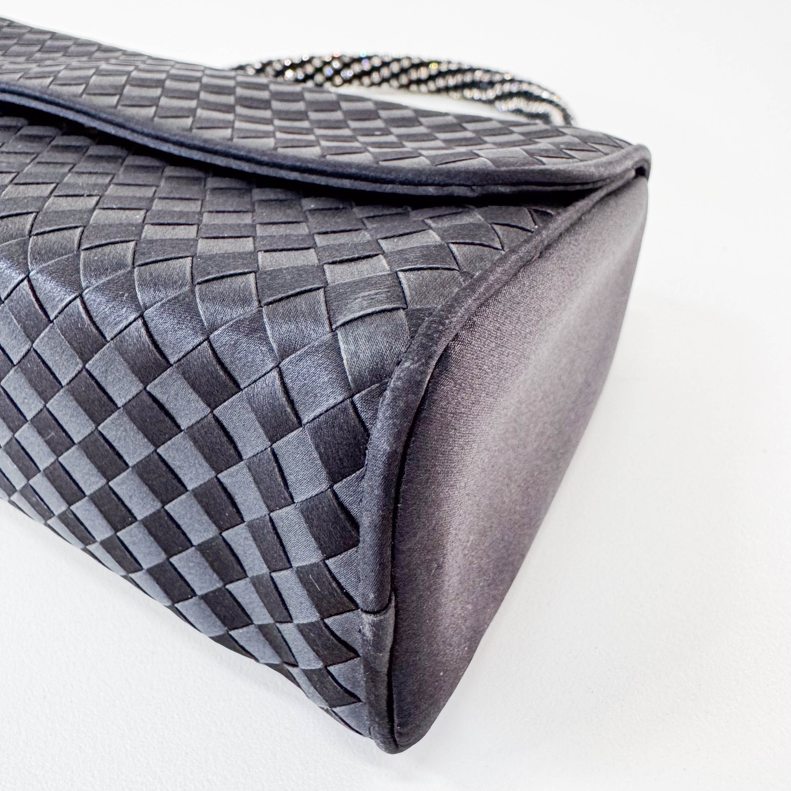 Vintage Satin Intrecciato Black Hand bag