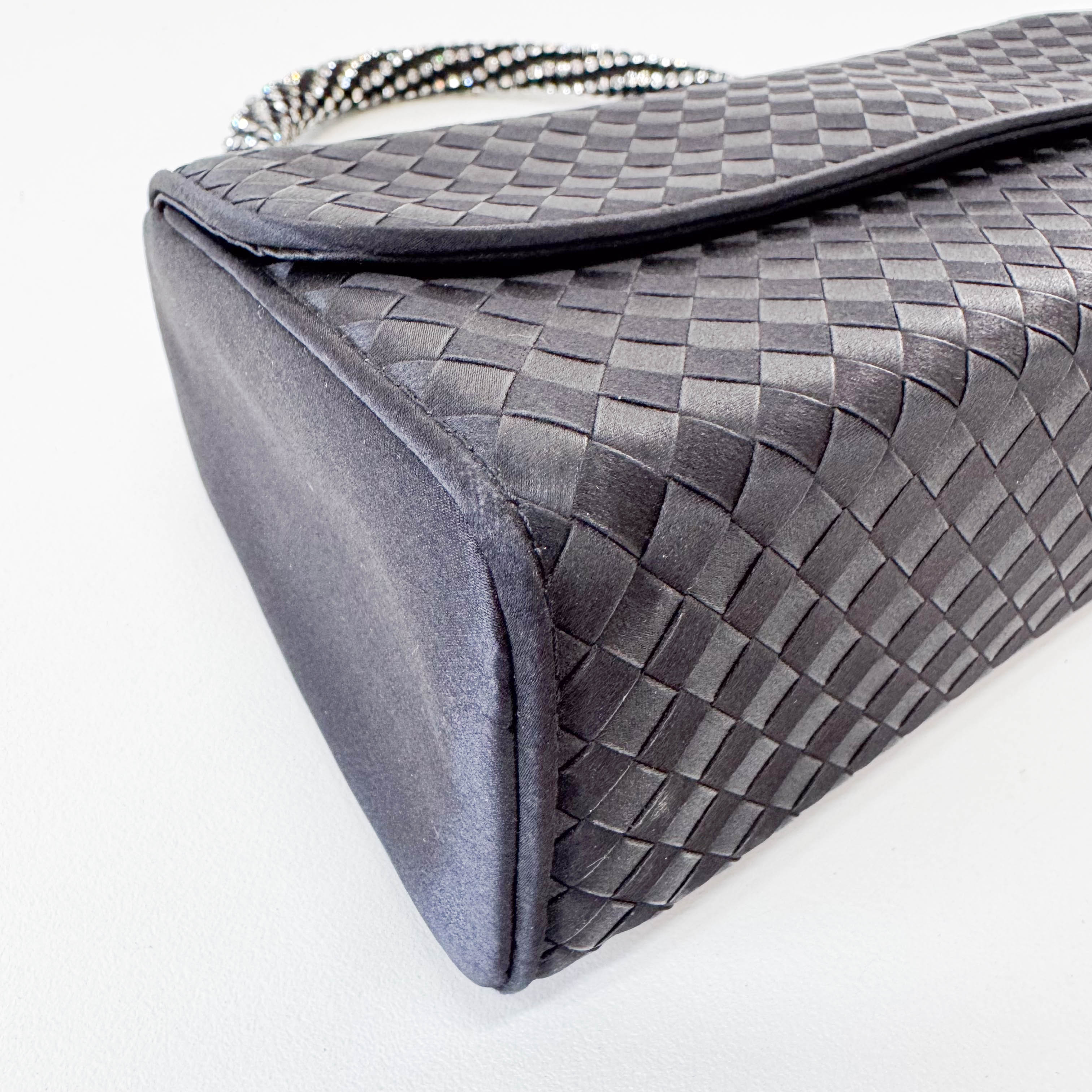 Vintage Satin Intrecciato Black Hand bag