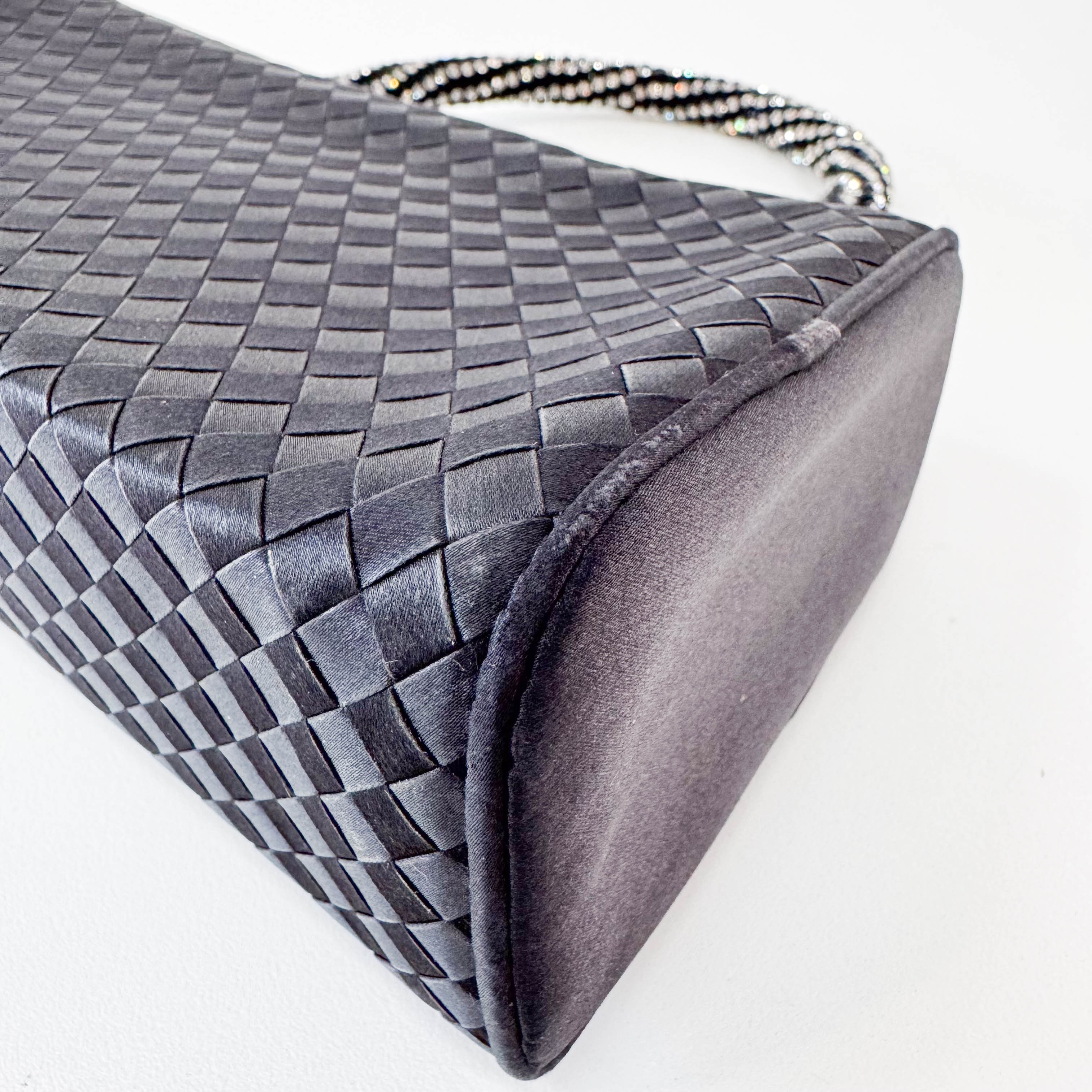 Vintage Satin Intrecciato Black Hand bag