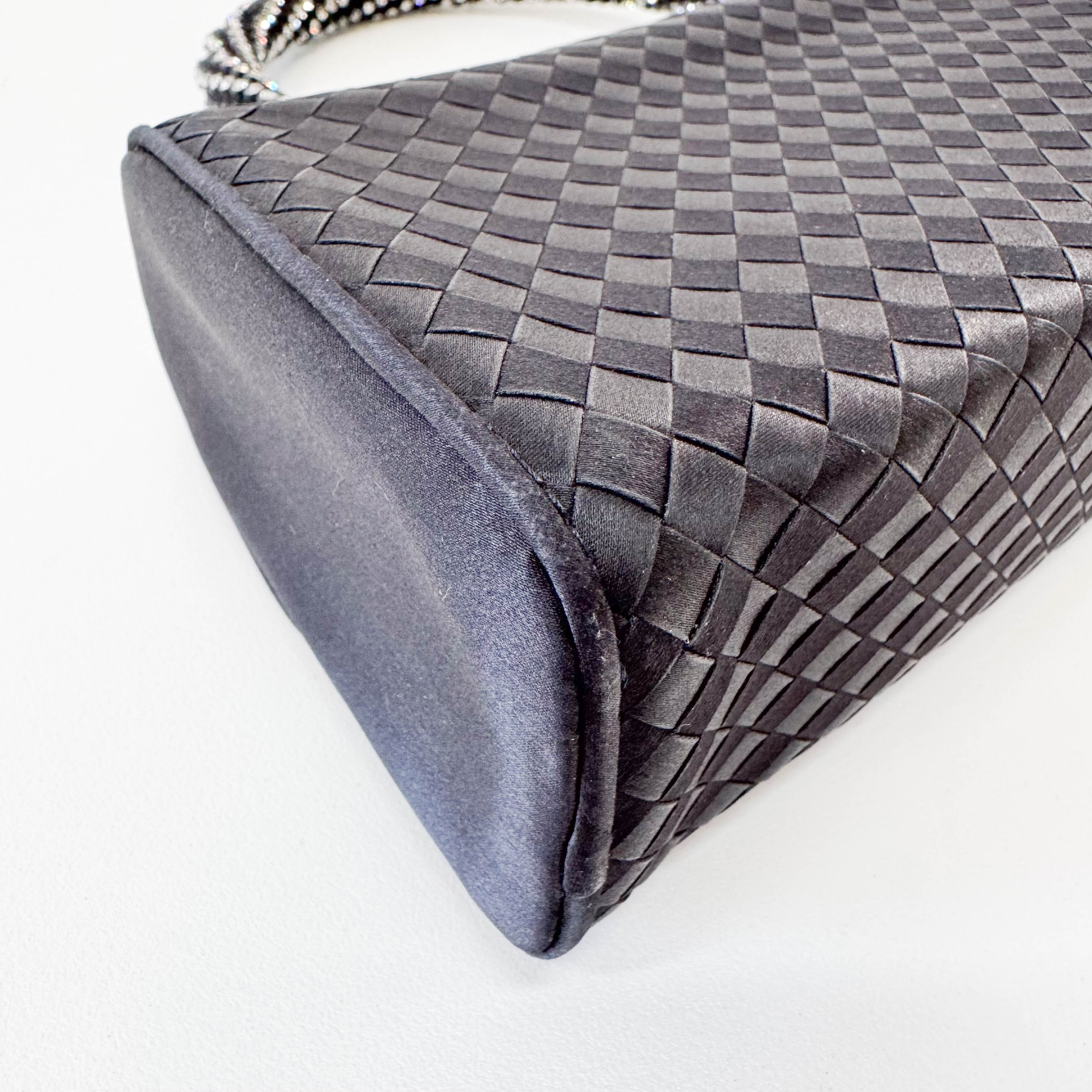 Vintage Satin Intrecciato Black Hand bag