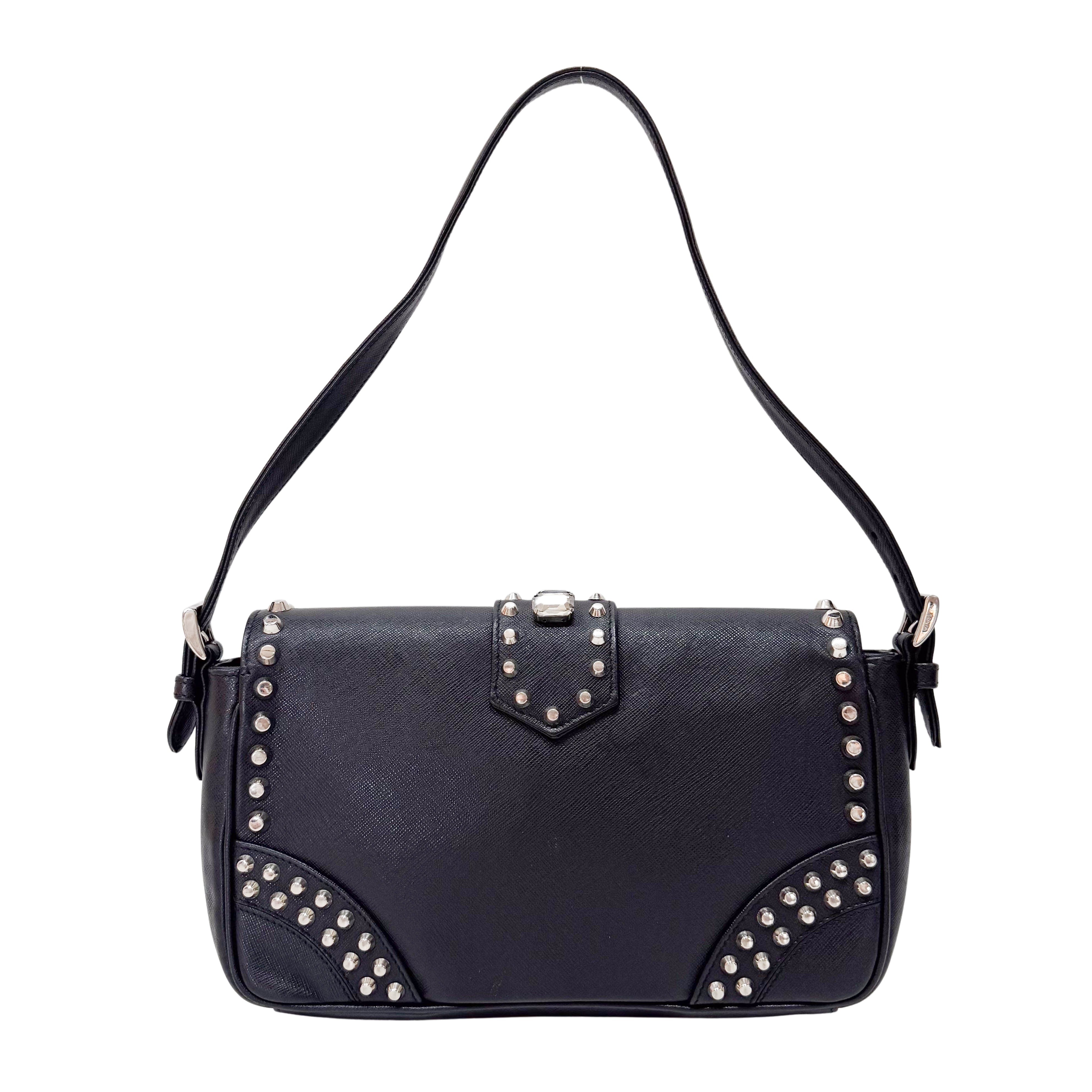 Black Leather Studs Shoulder Bag