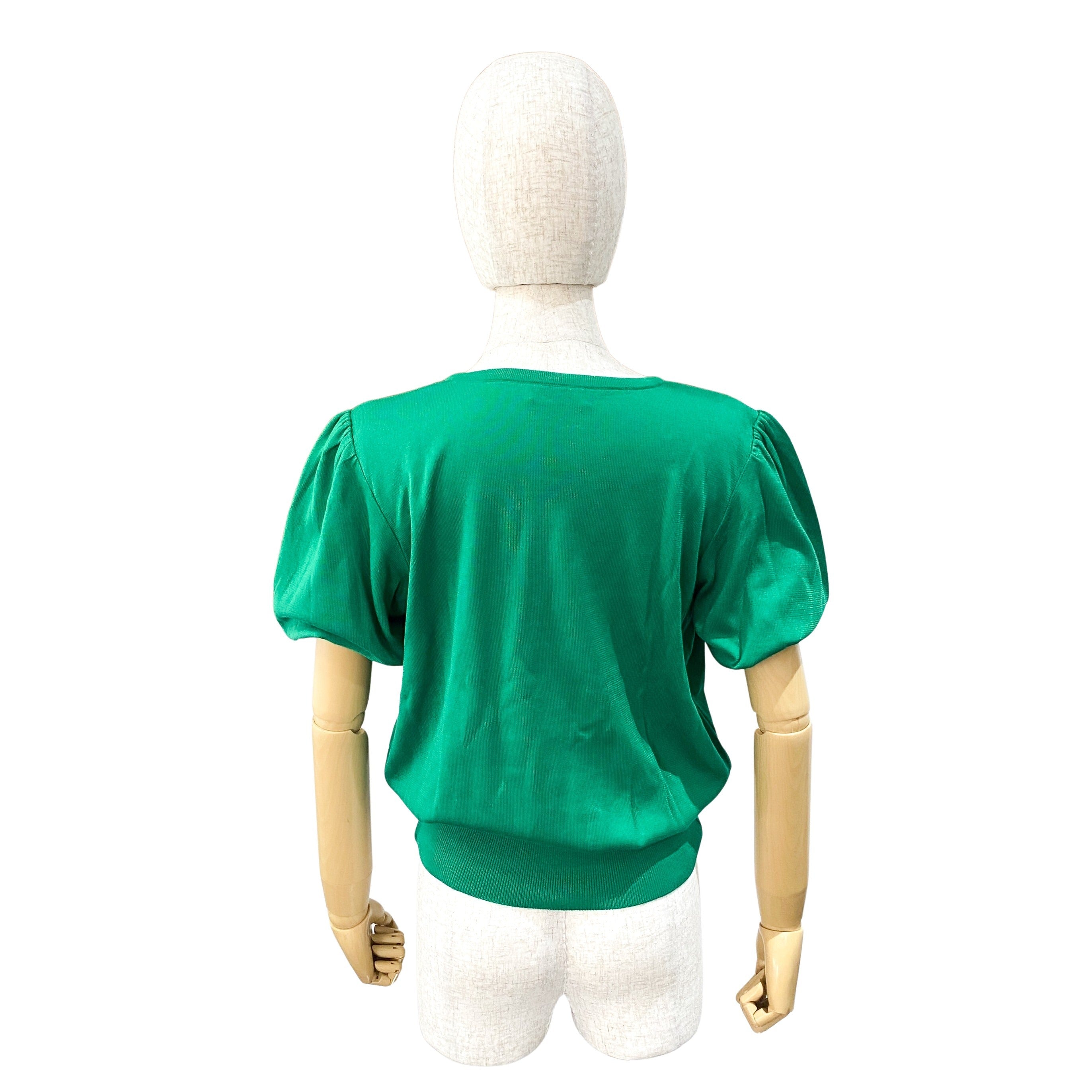 Short Sleeve Cotton Green Logo Knit T-shirt
