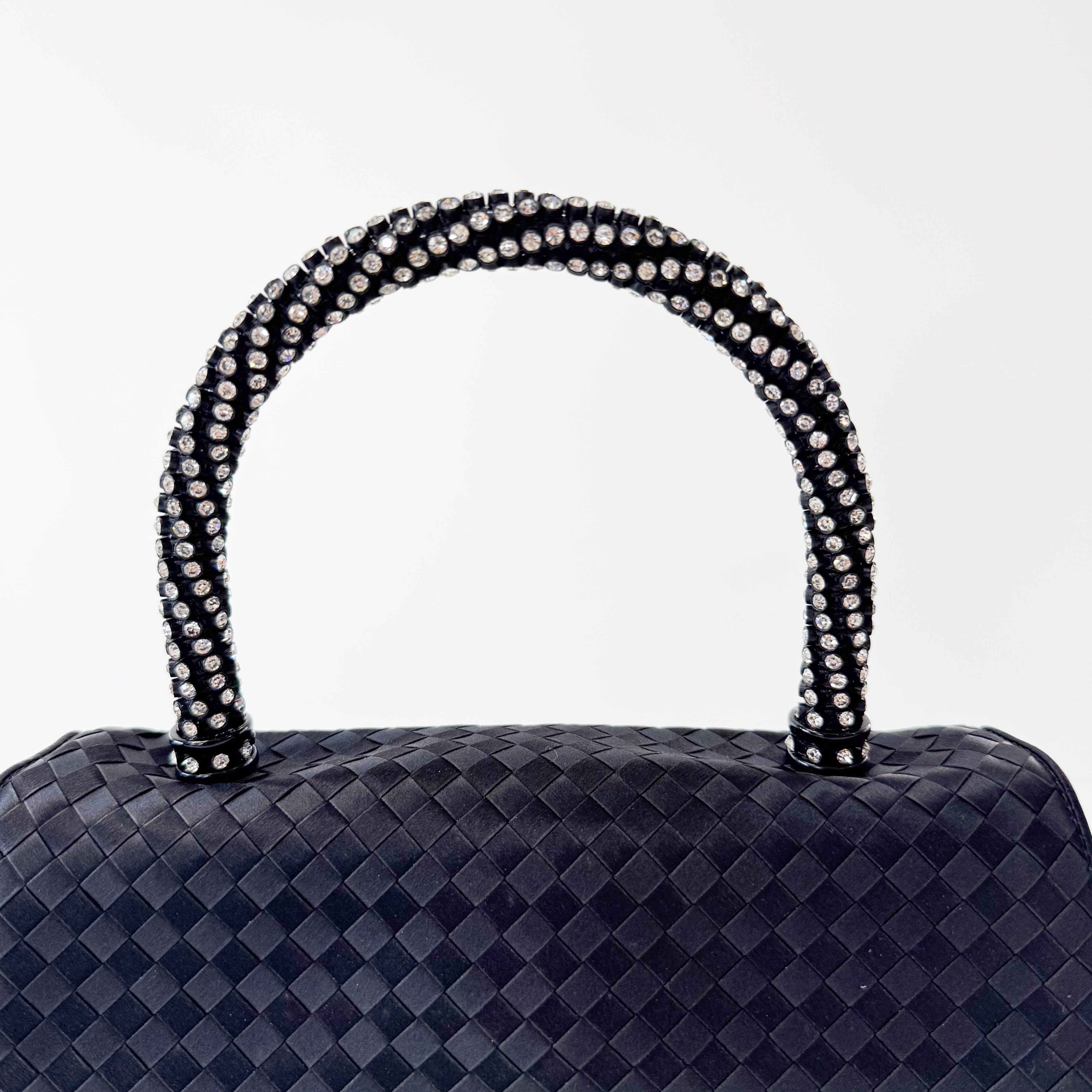 Vintage Satin Intrecciato Black Hand bag