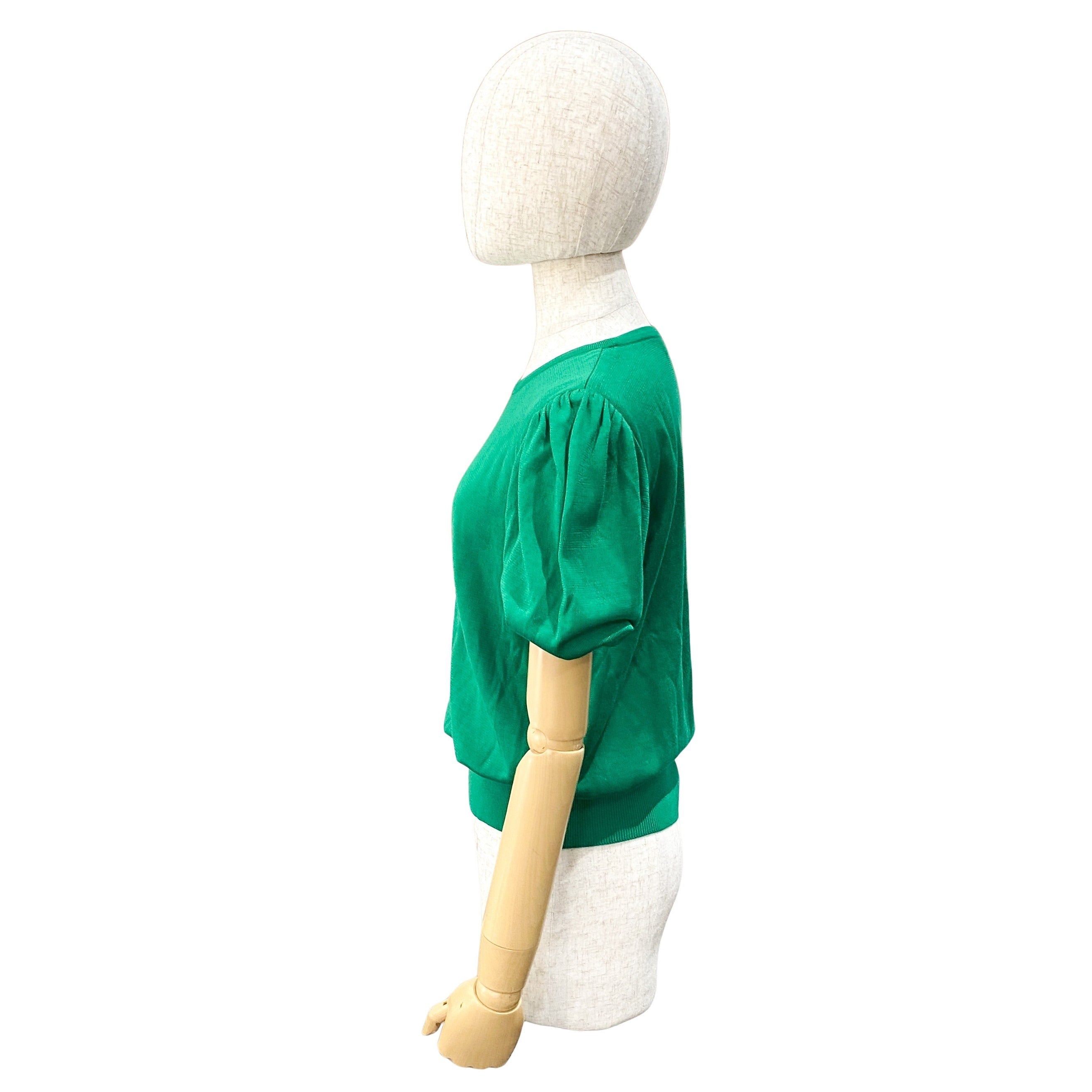 Short Sleeve Cotton Green Logo Knit T-shirt