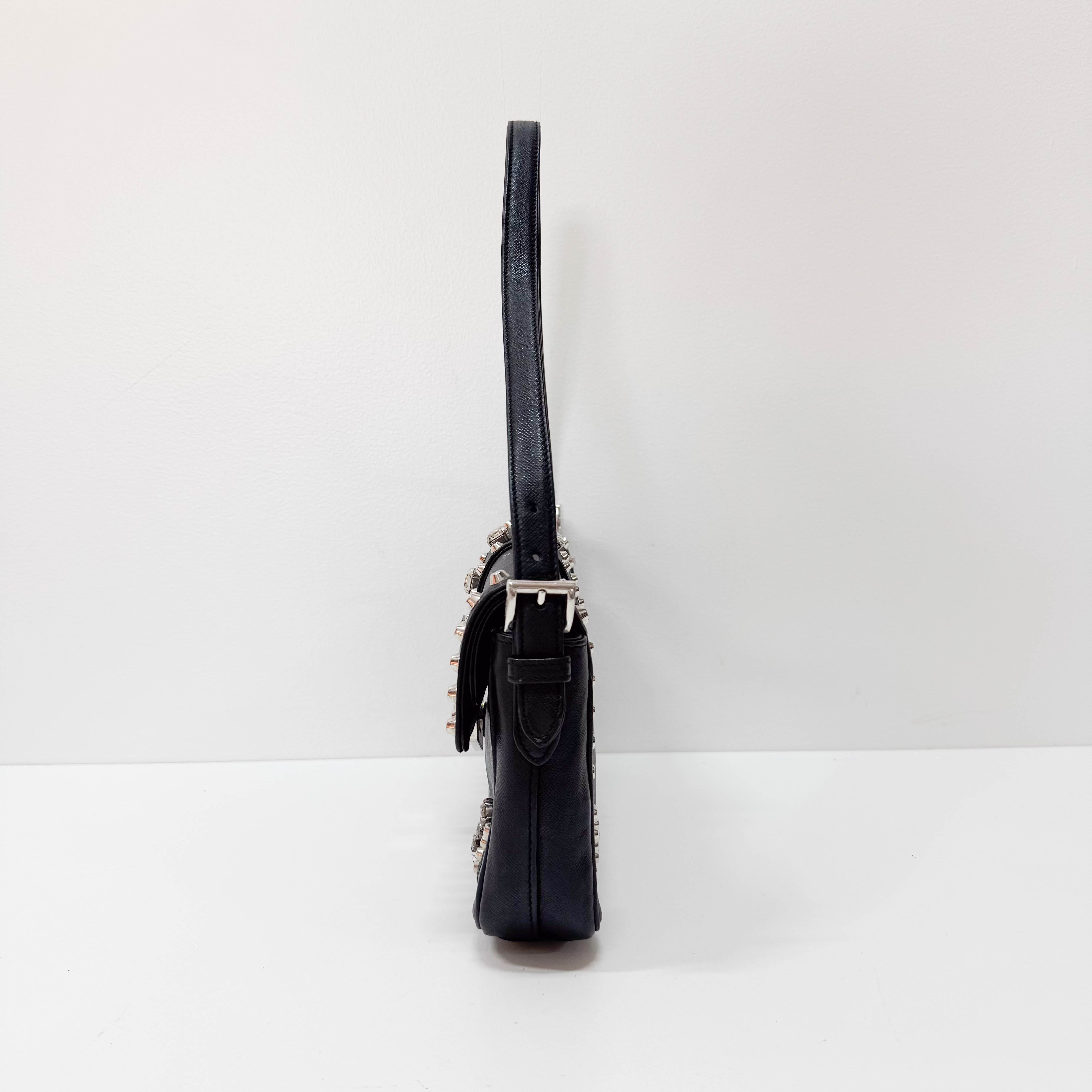 Black Leather Studs Shoulder Bag