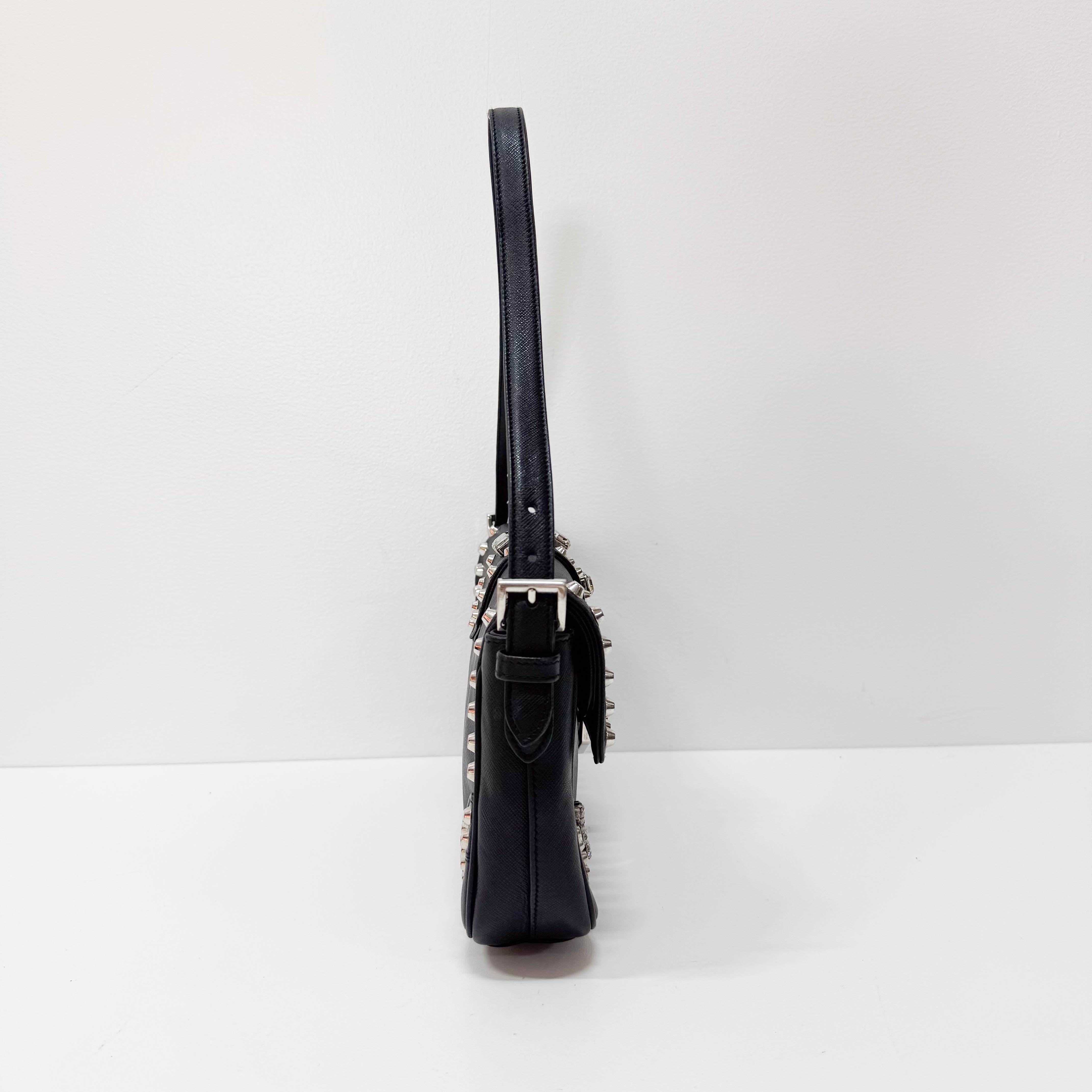 Black Leather Studs Shoulder Bag